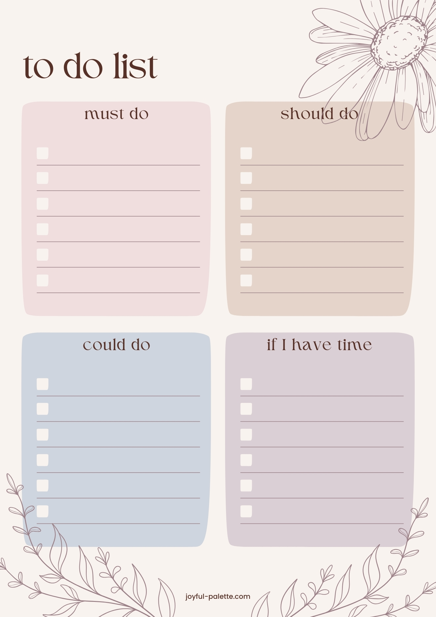 soft floral to do list