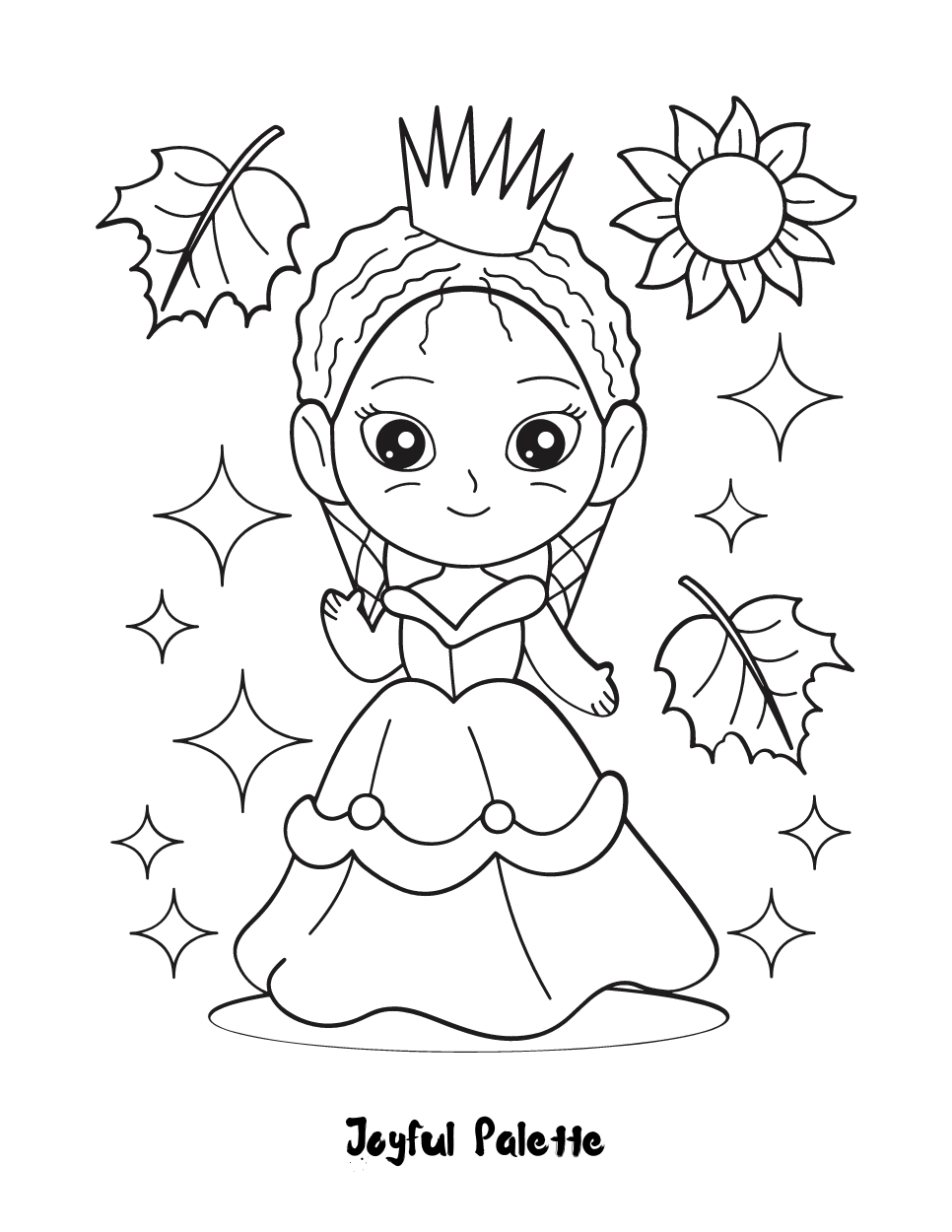 Cute Princess Coloring Page