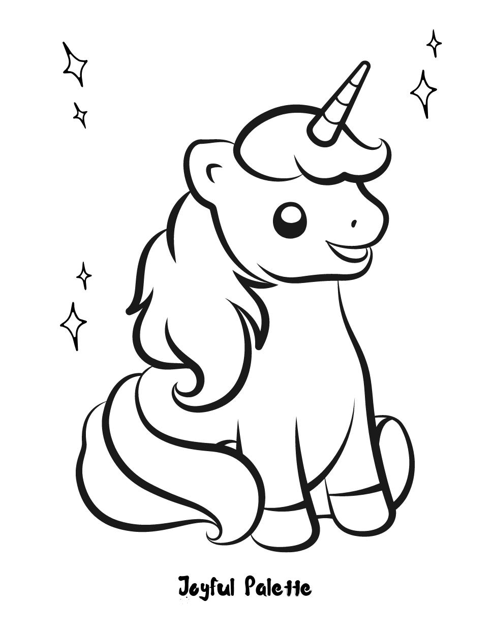 Cute Unicorn Coloring Page