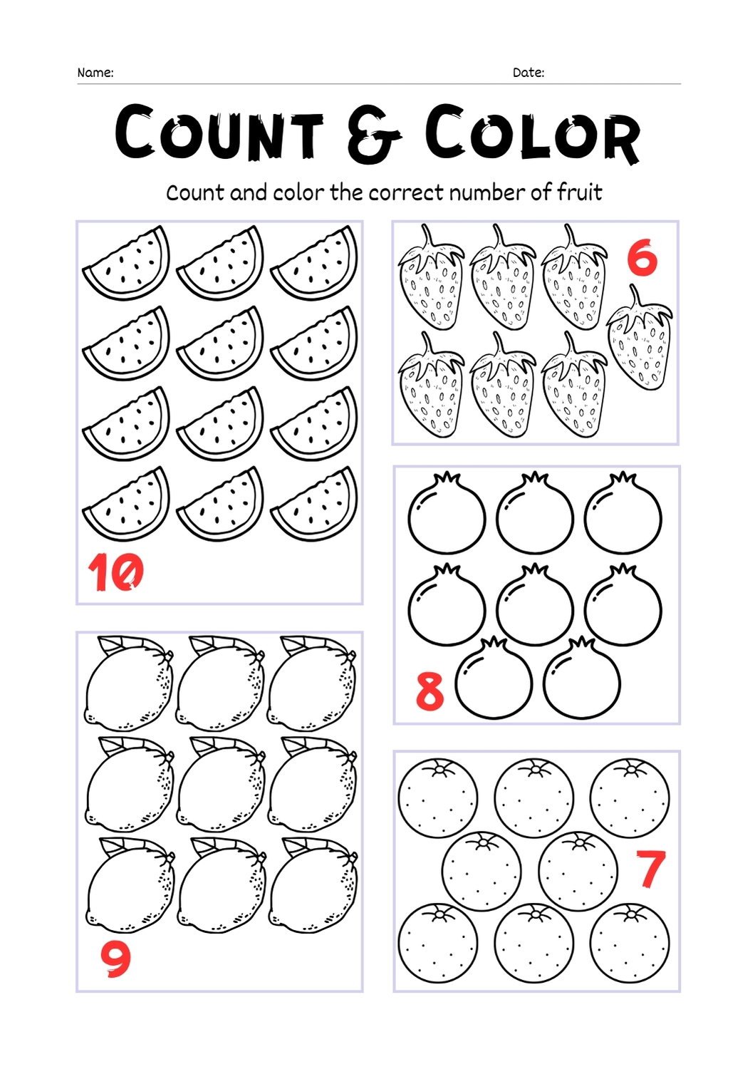 count and color 1-10