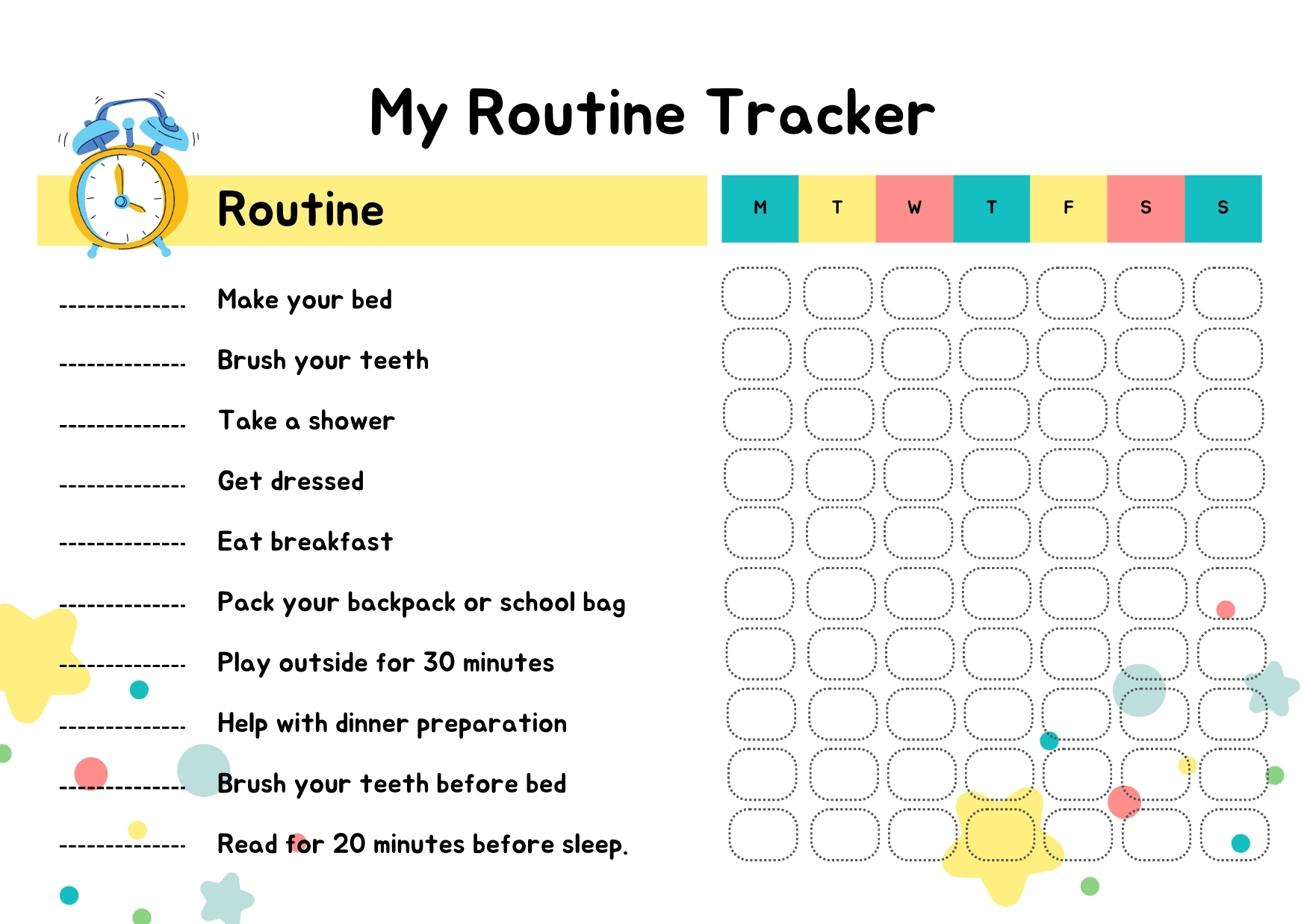 behavior reward chart printable