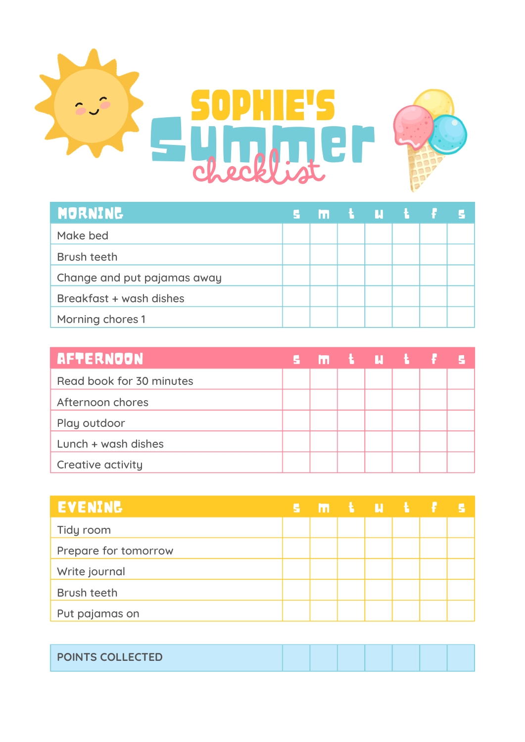 free sticker reward chart printable