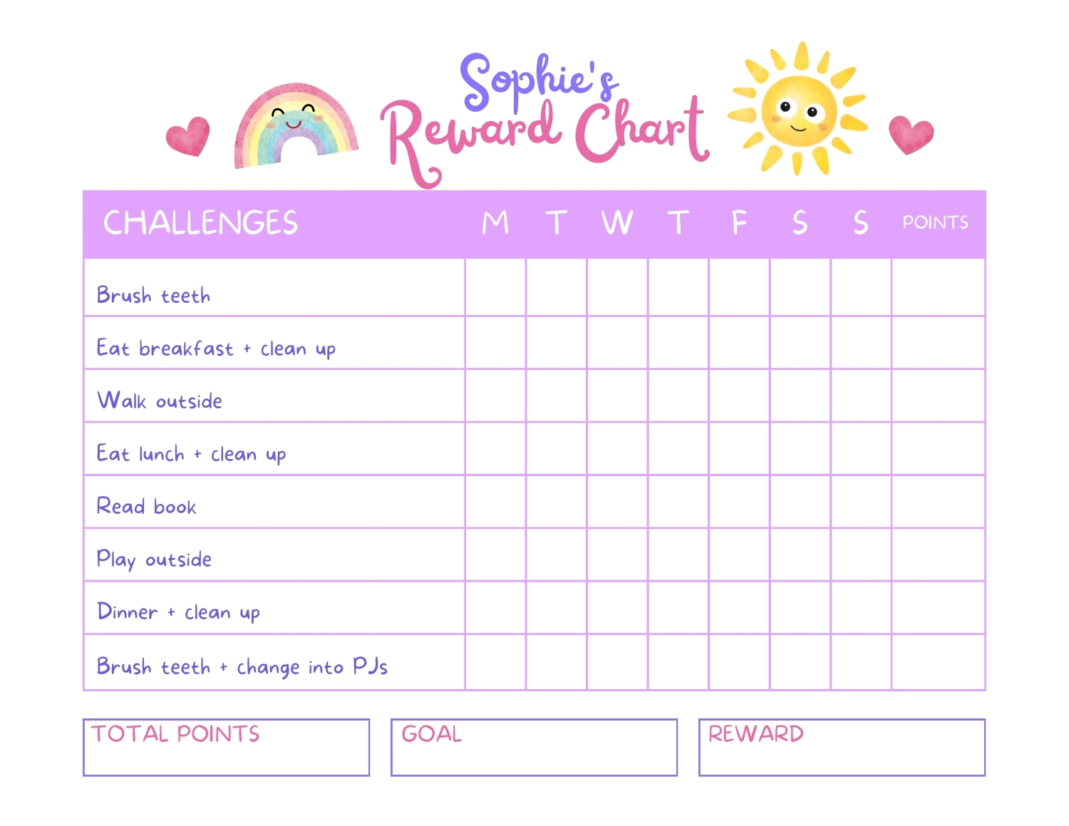 toddler reward chart stars