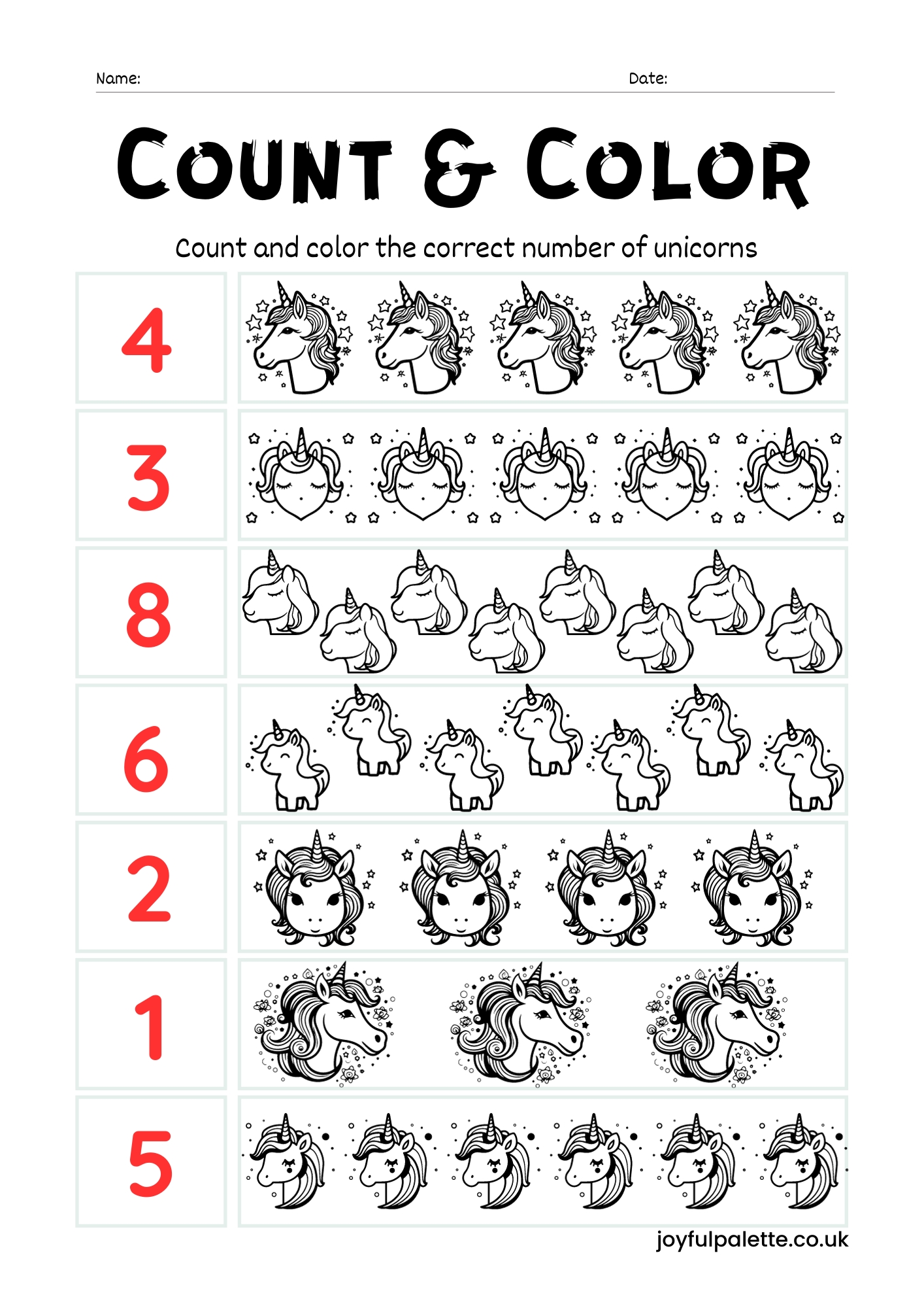 count and color worksheets