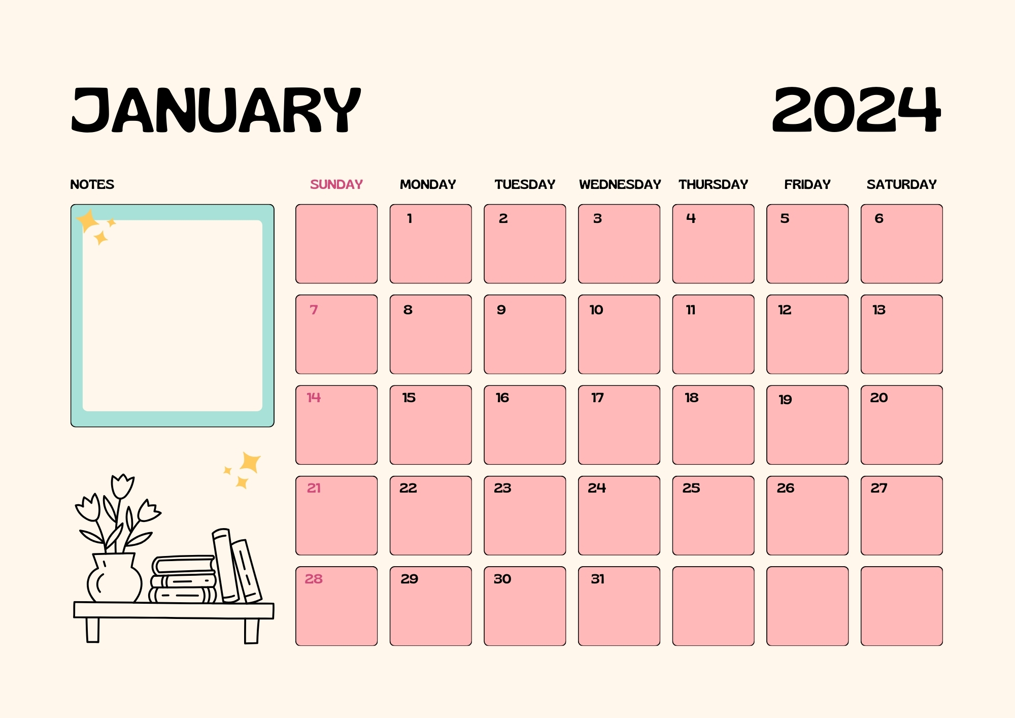 January Calendar - Joyful Palette