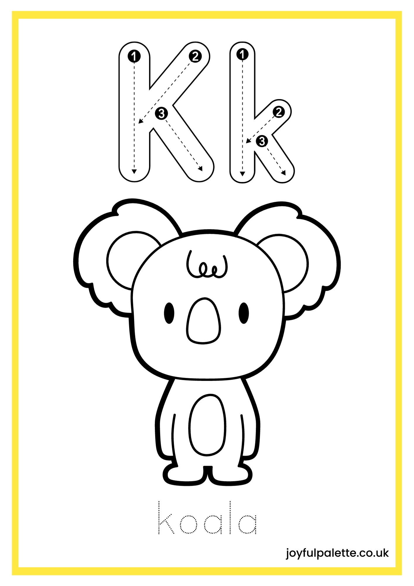 Letter k Tracing