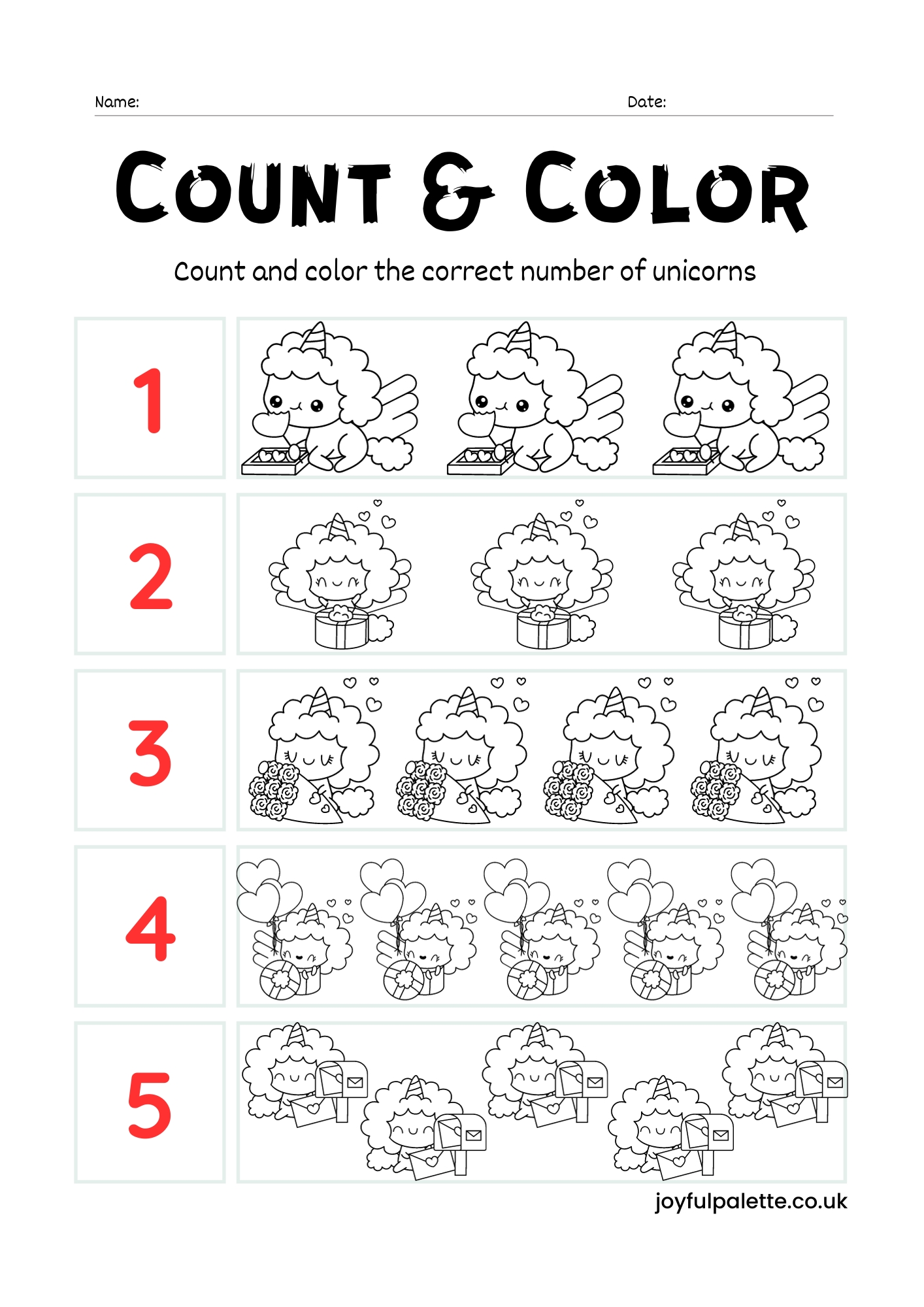 count and color worksheets