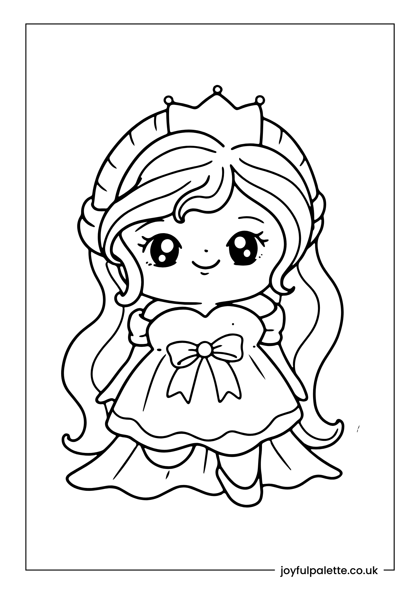 Princess Wearing Layered Dress Coloring Page