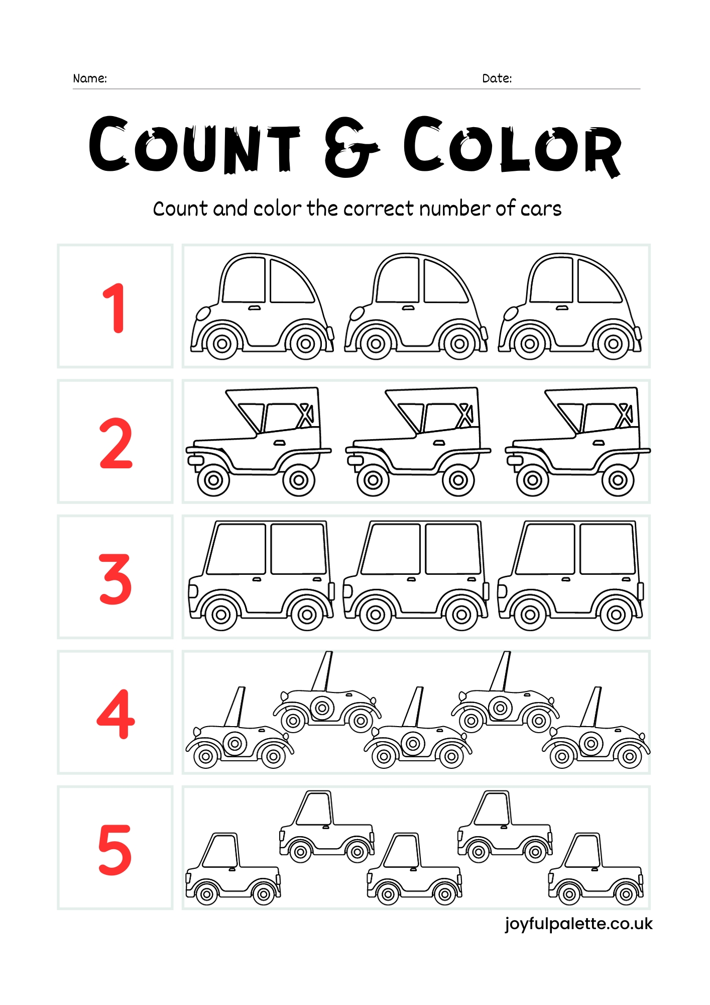 count and color worksheets