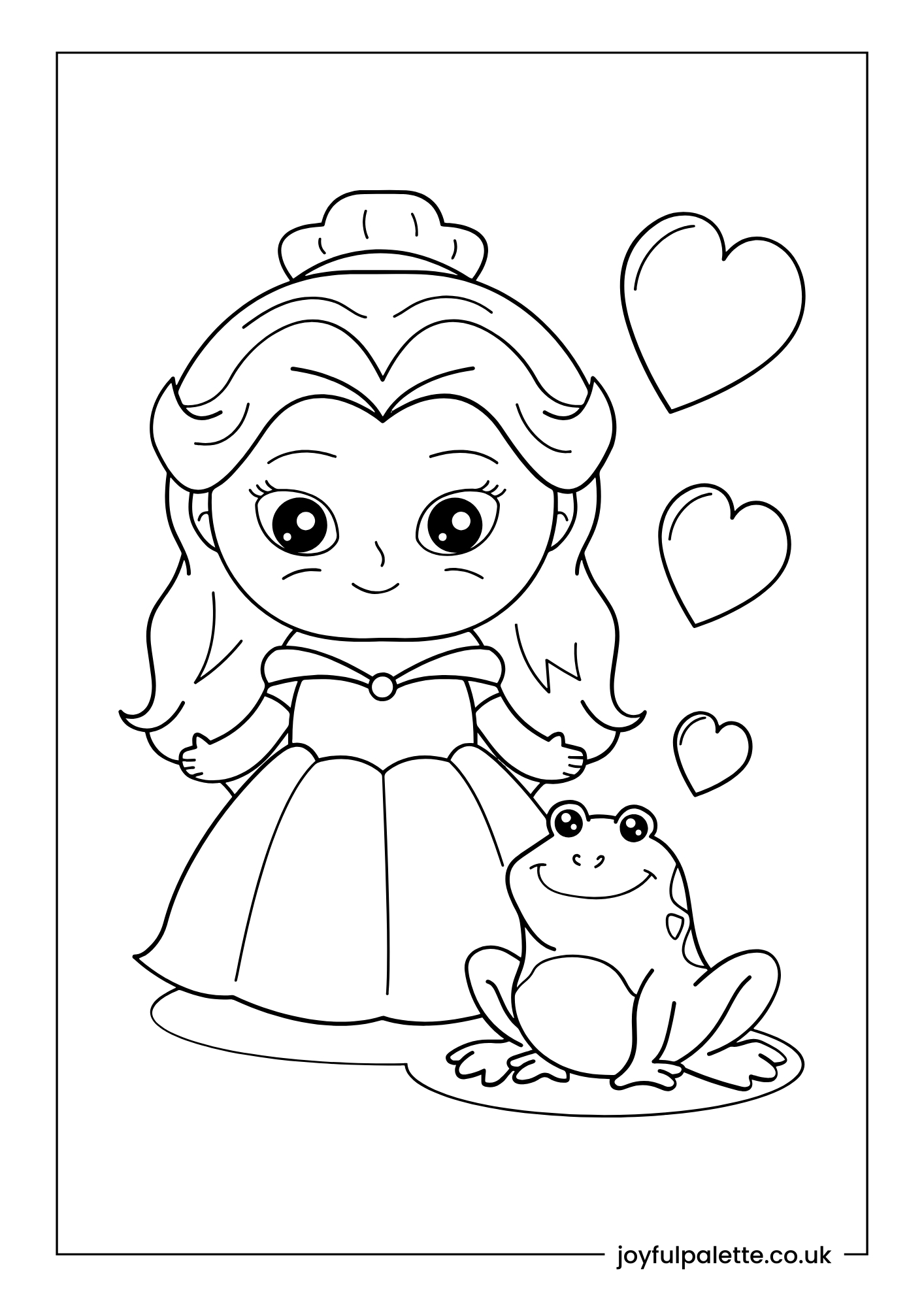 Princess and Frog Coloring Page 