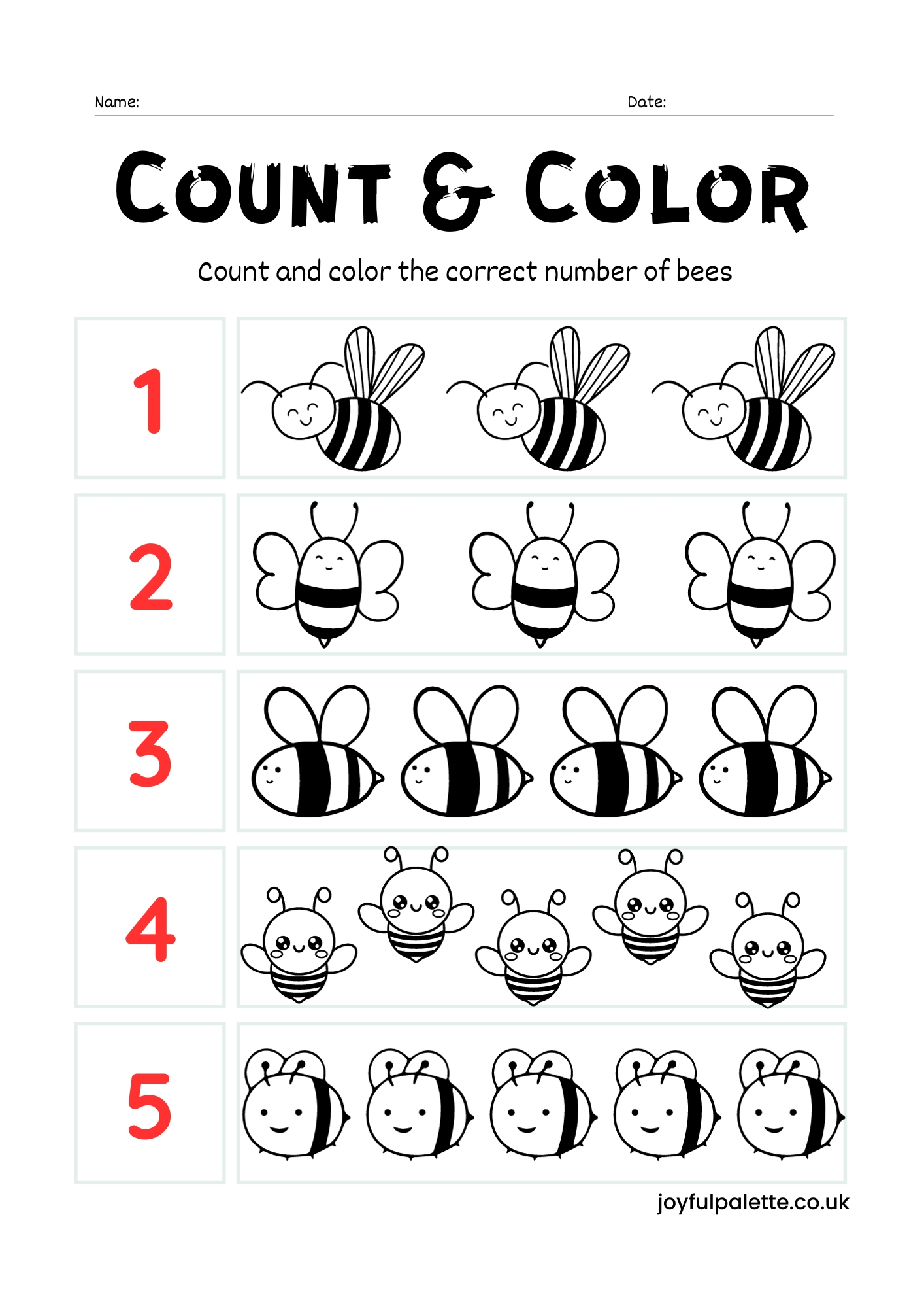 count and color worksheets