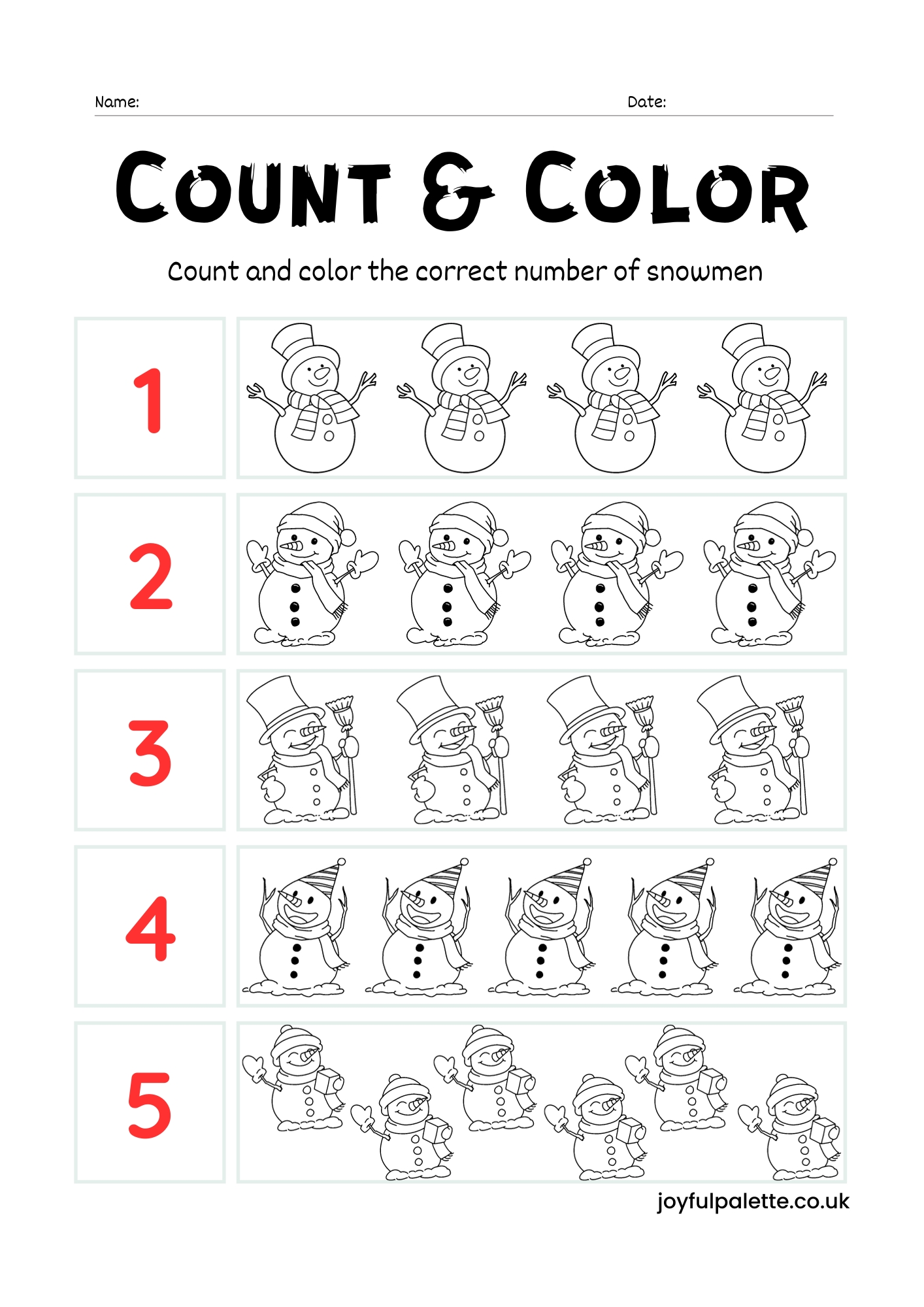 count and color worksheets