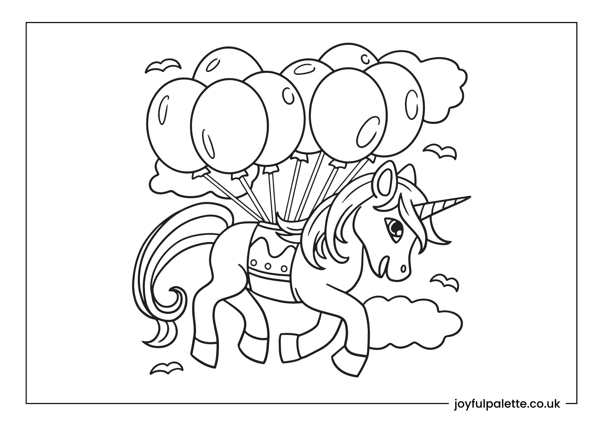 Adorable Cute Unicorn Coloring Page 