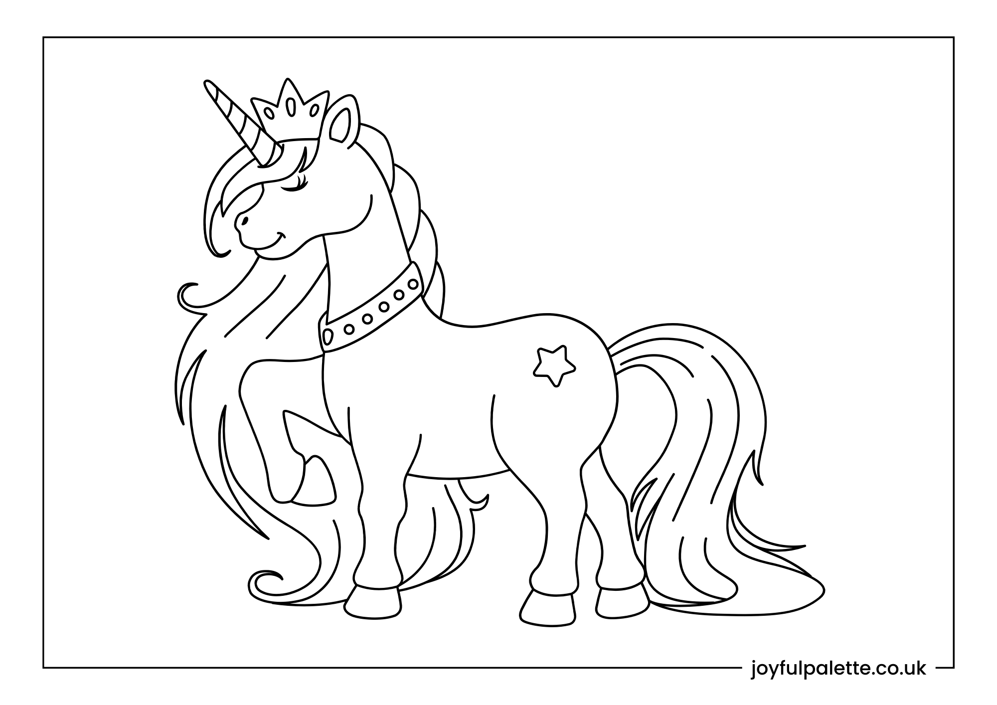 Adorable Cute Unicorn Coloring Page 