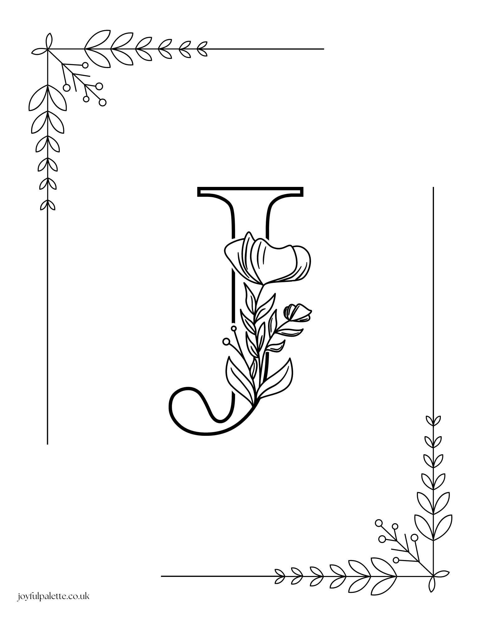 Letter J with Flowers