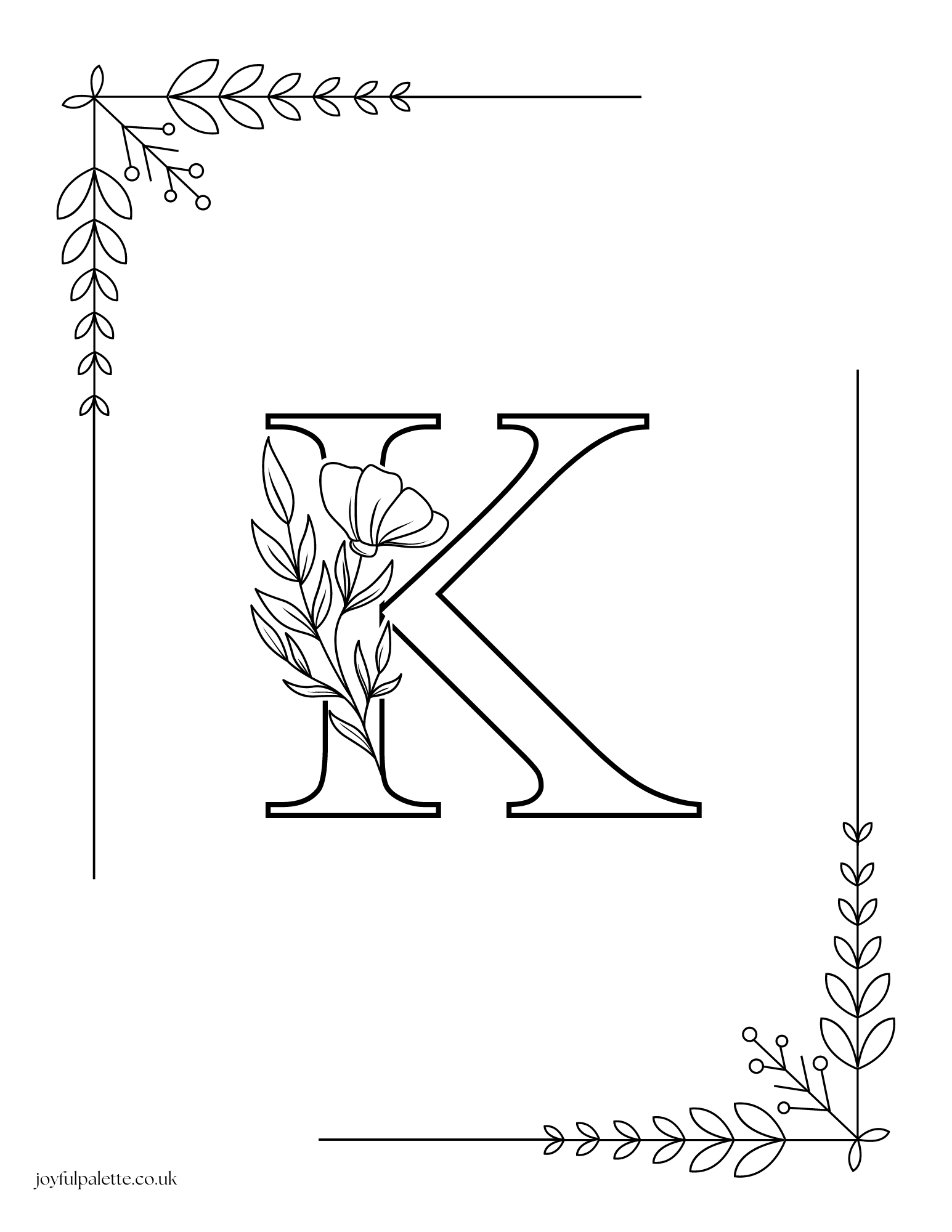 Letter K with Flowers