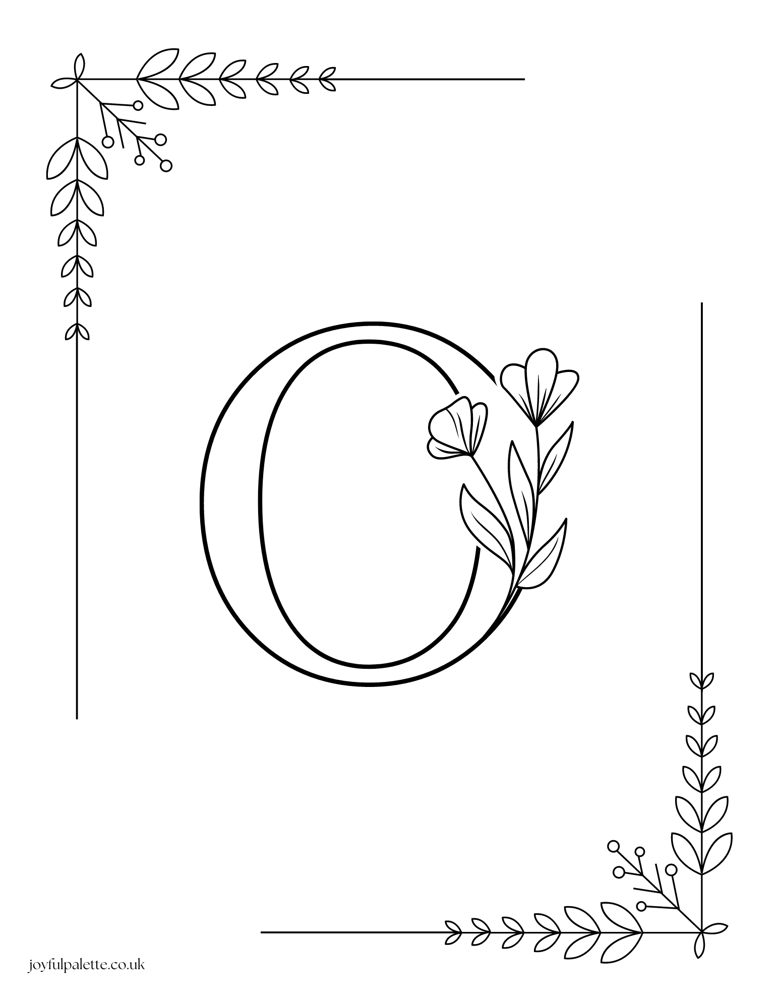 Floral Letter O Coloring Page