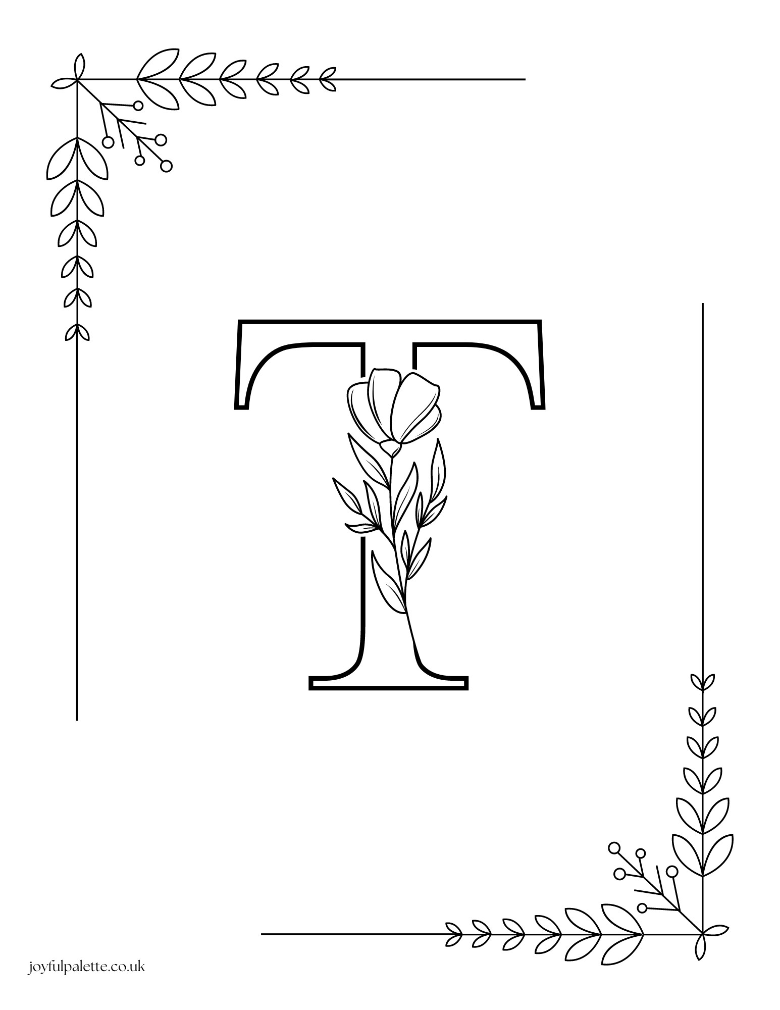 Letter T with Flowers