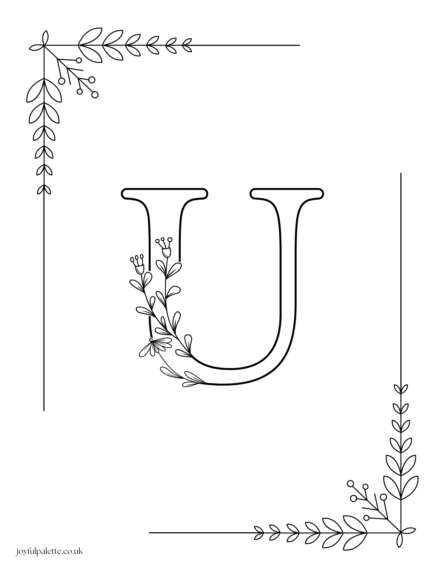 Letter U with Flowers