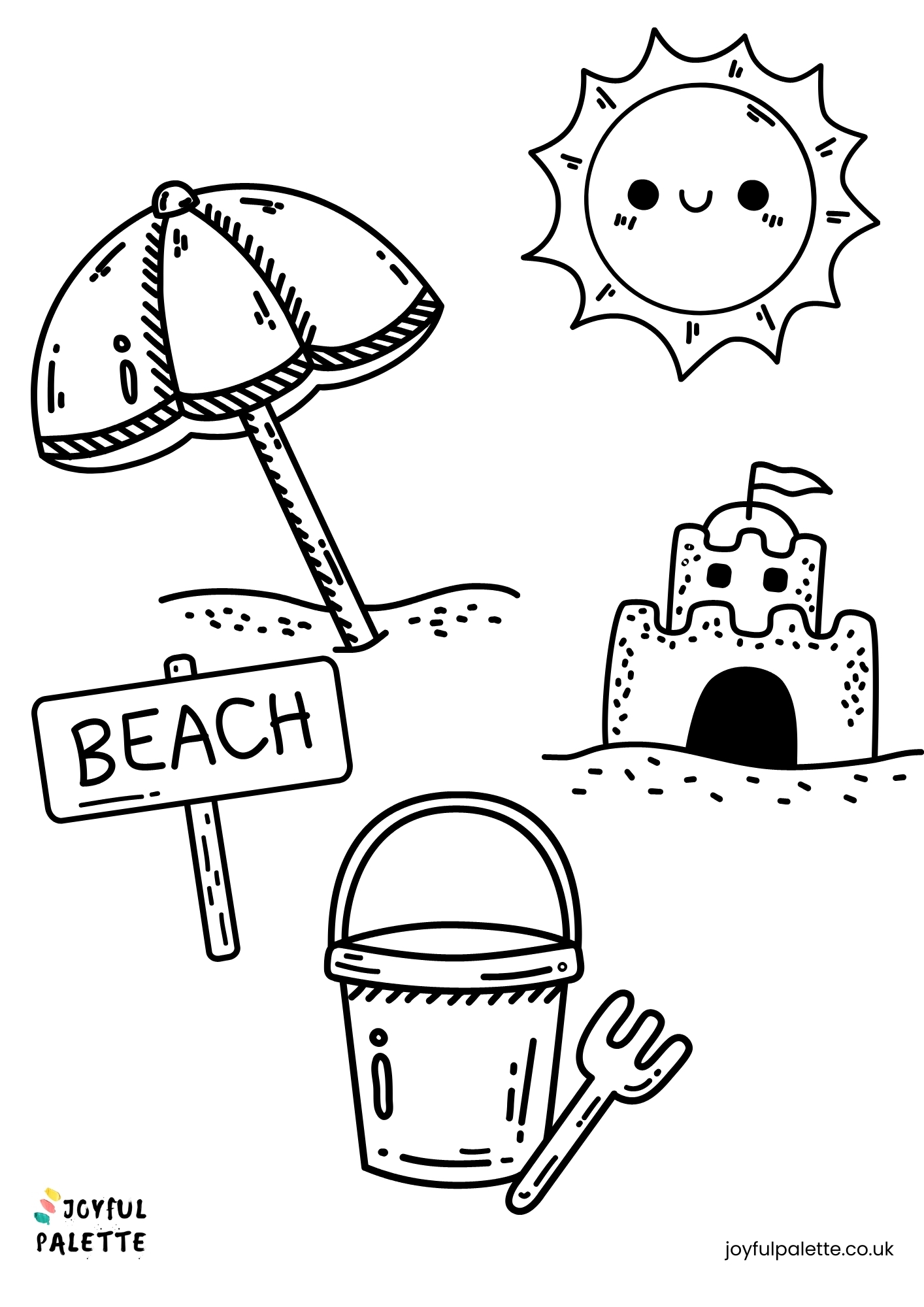 summer beach coloring page