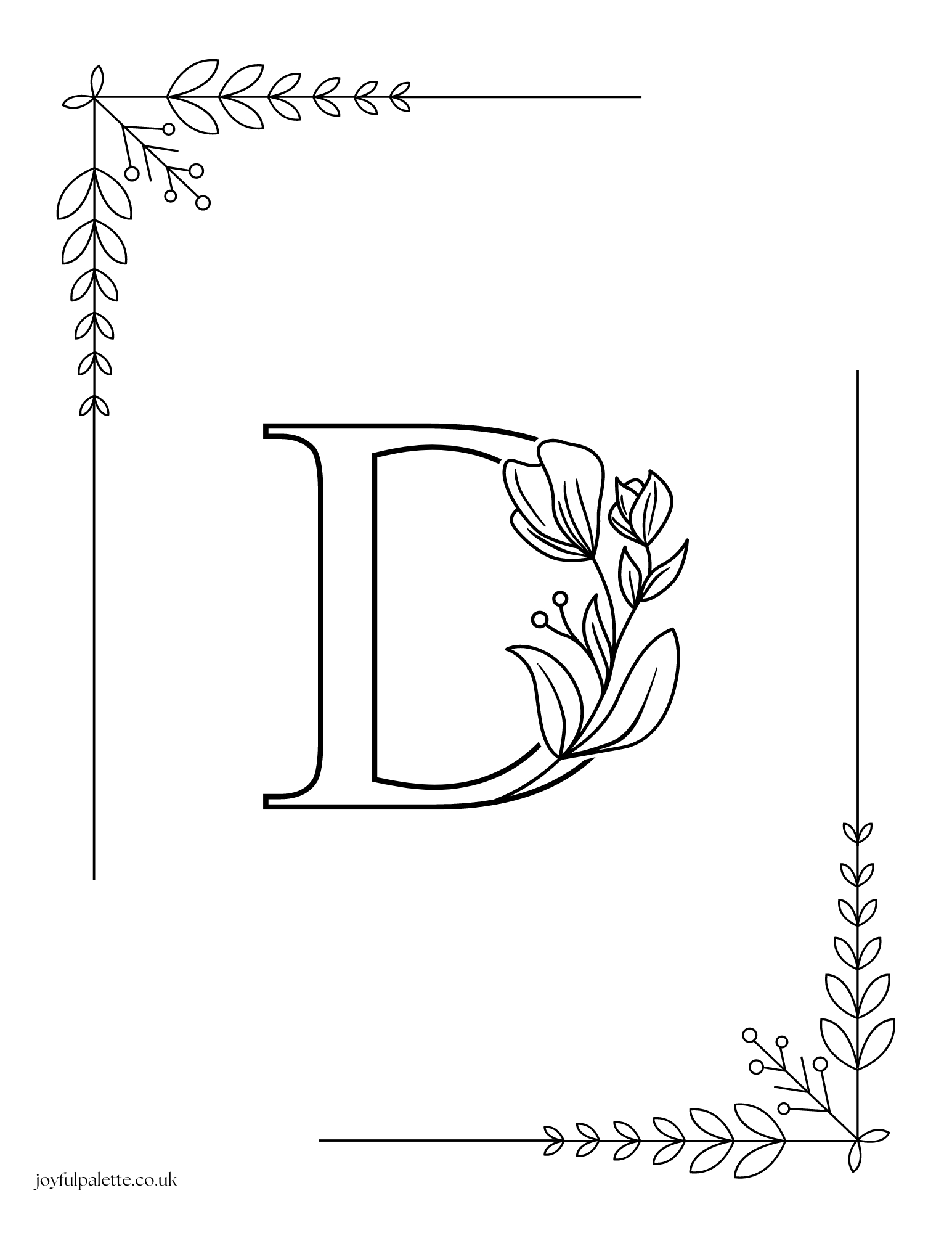 Letter D with Flowers