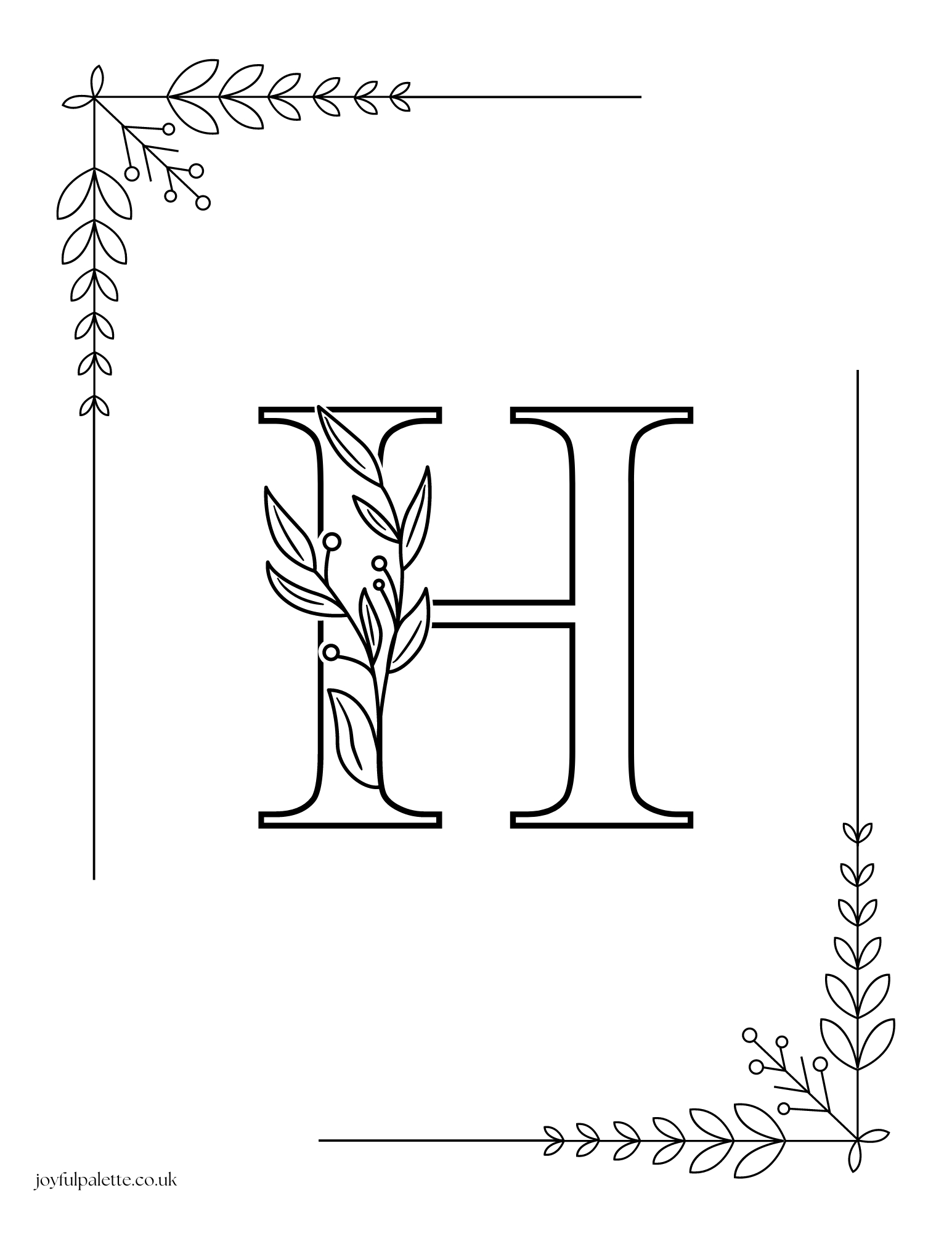 letter h with flowers