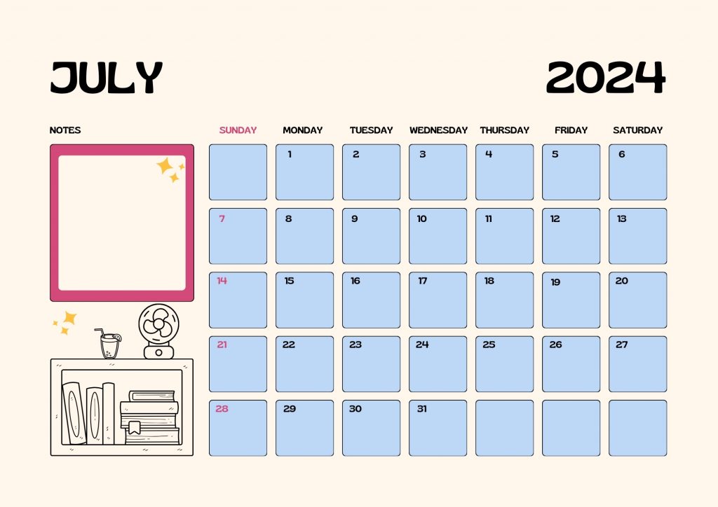 printable July 2024 calendar