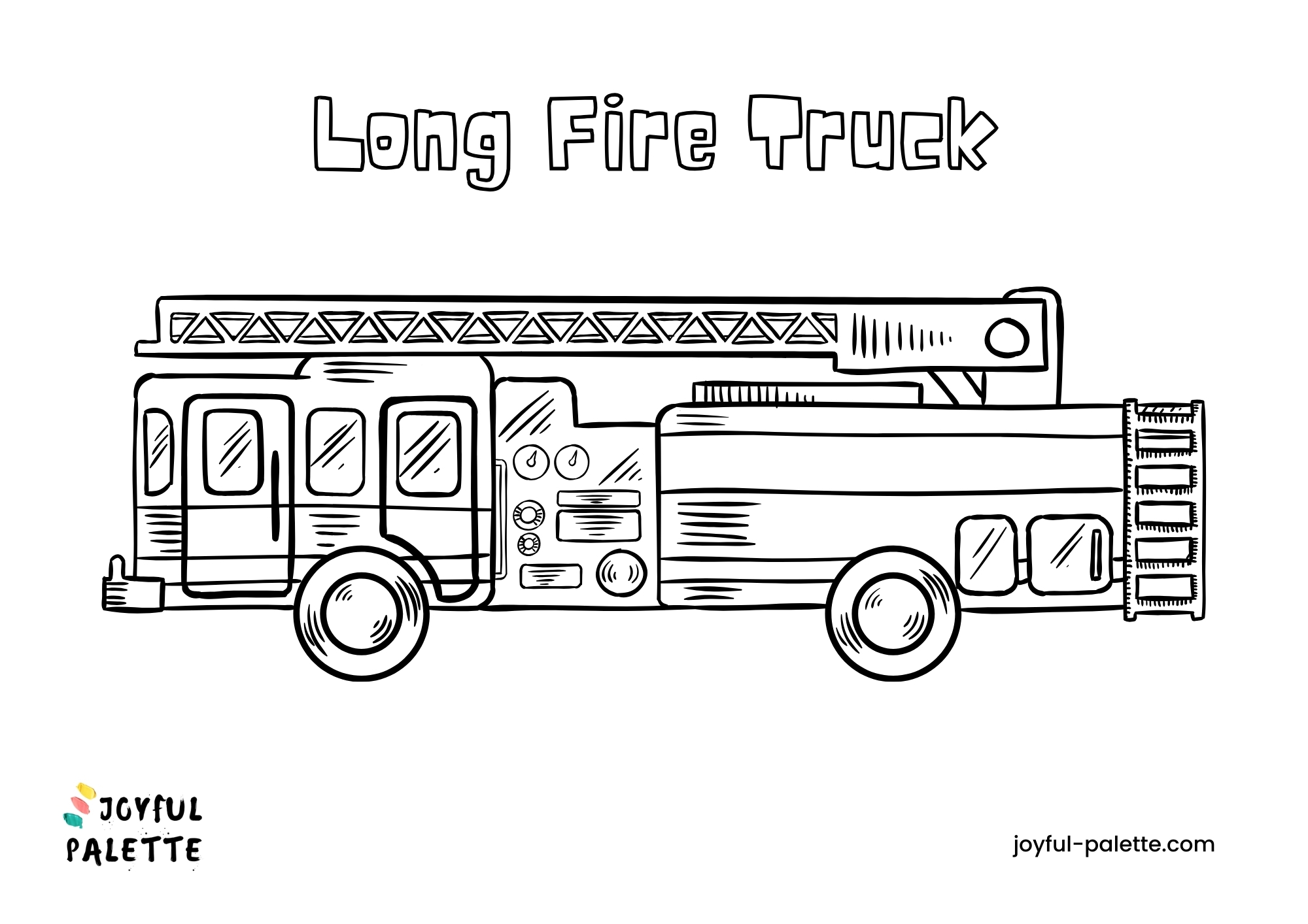 long fire truck coloring page