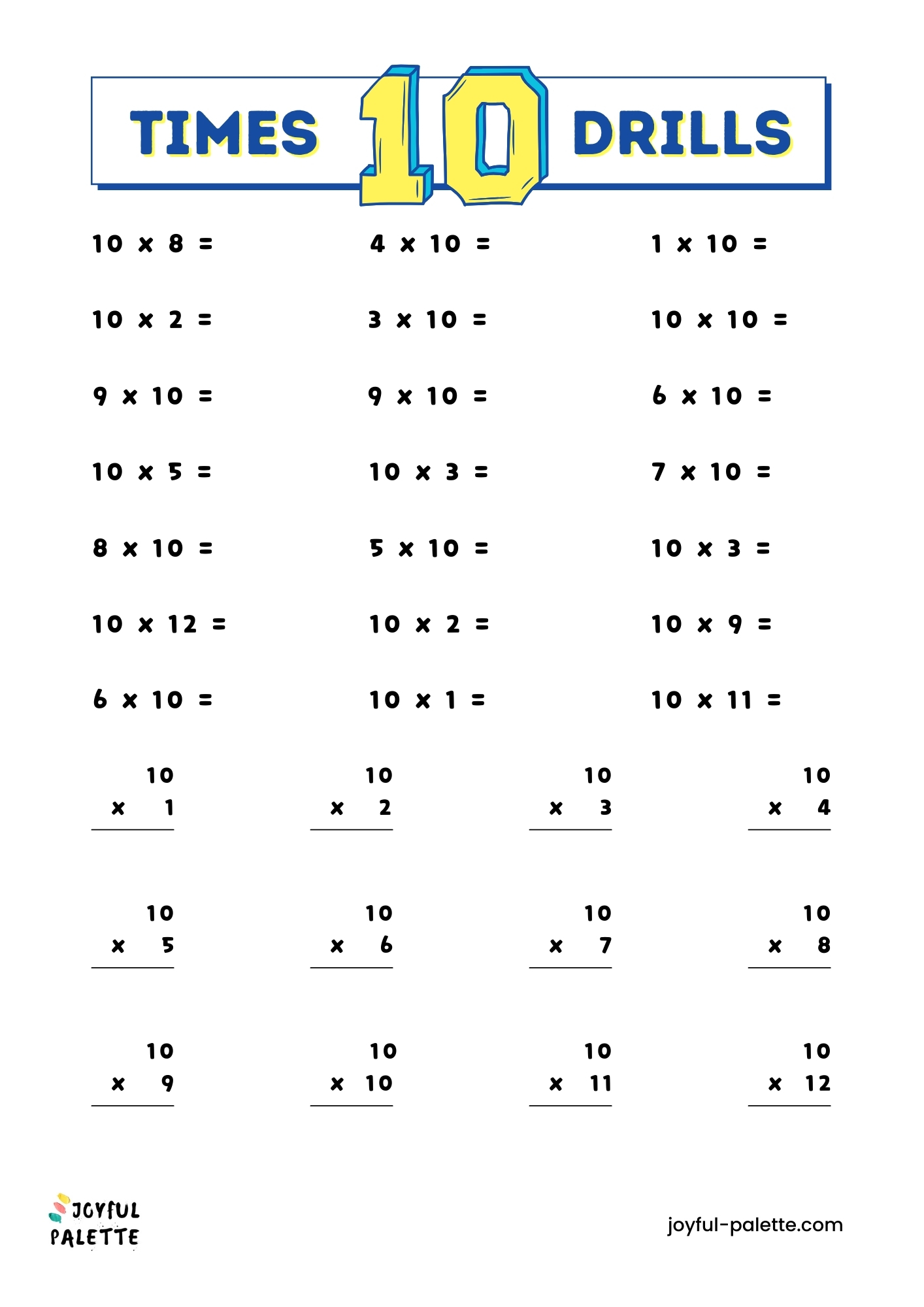 free multiplication fact worksheets	