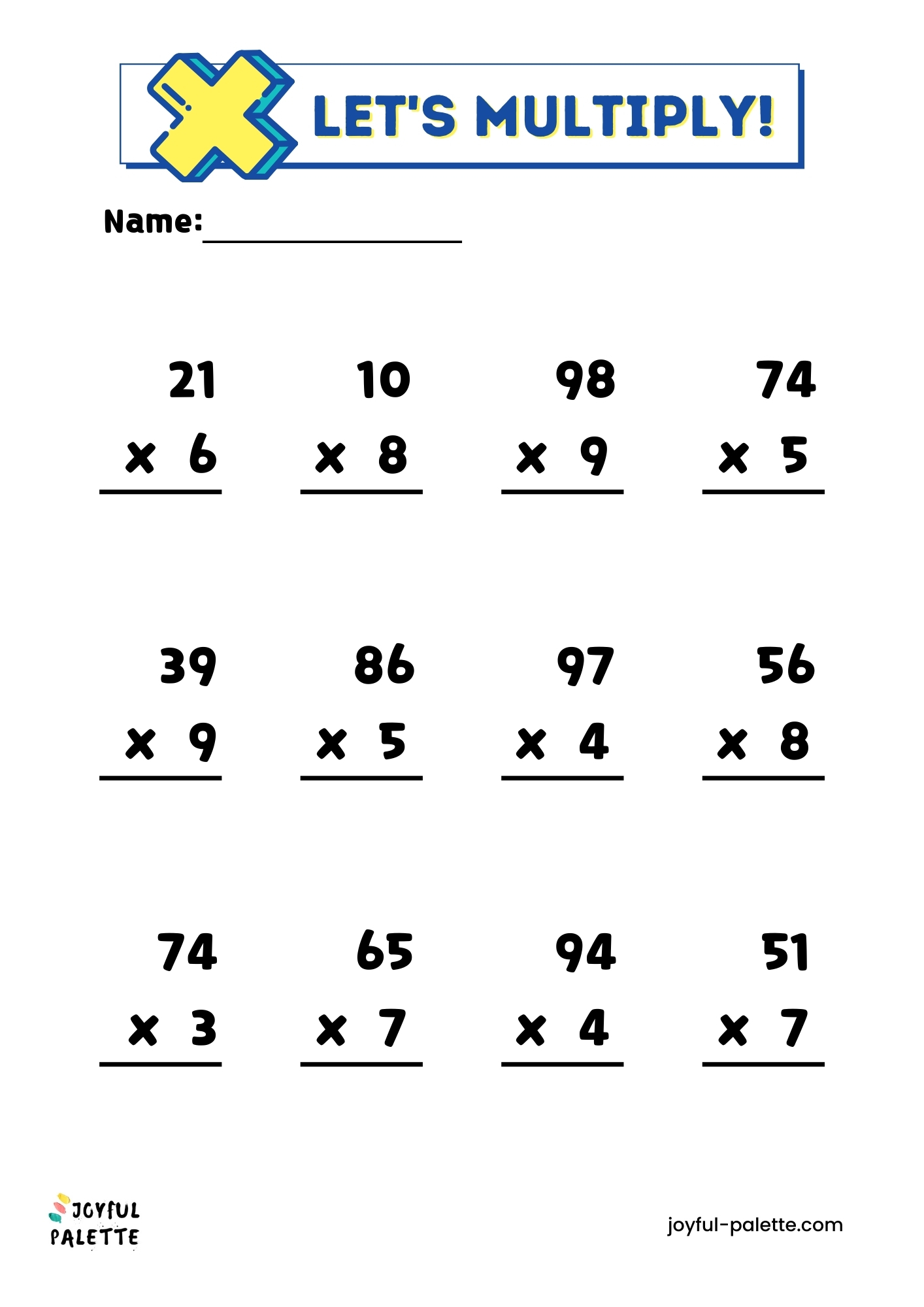 Multiplication Practice Worksheets