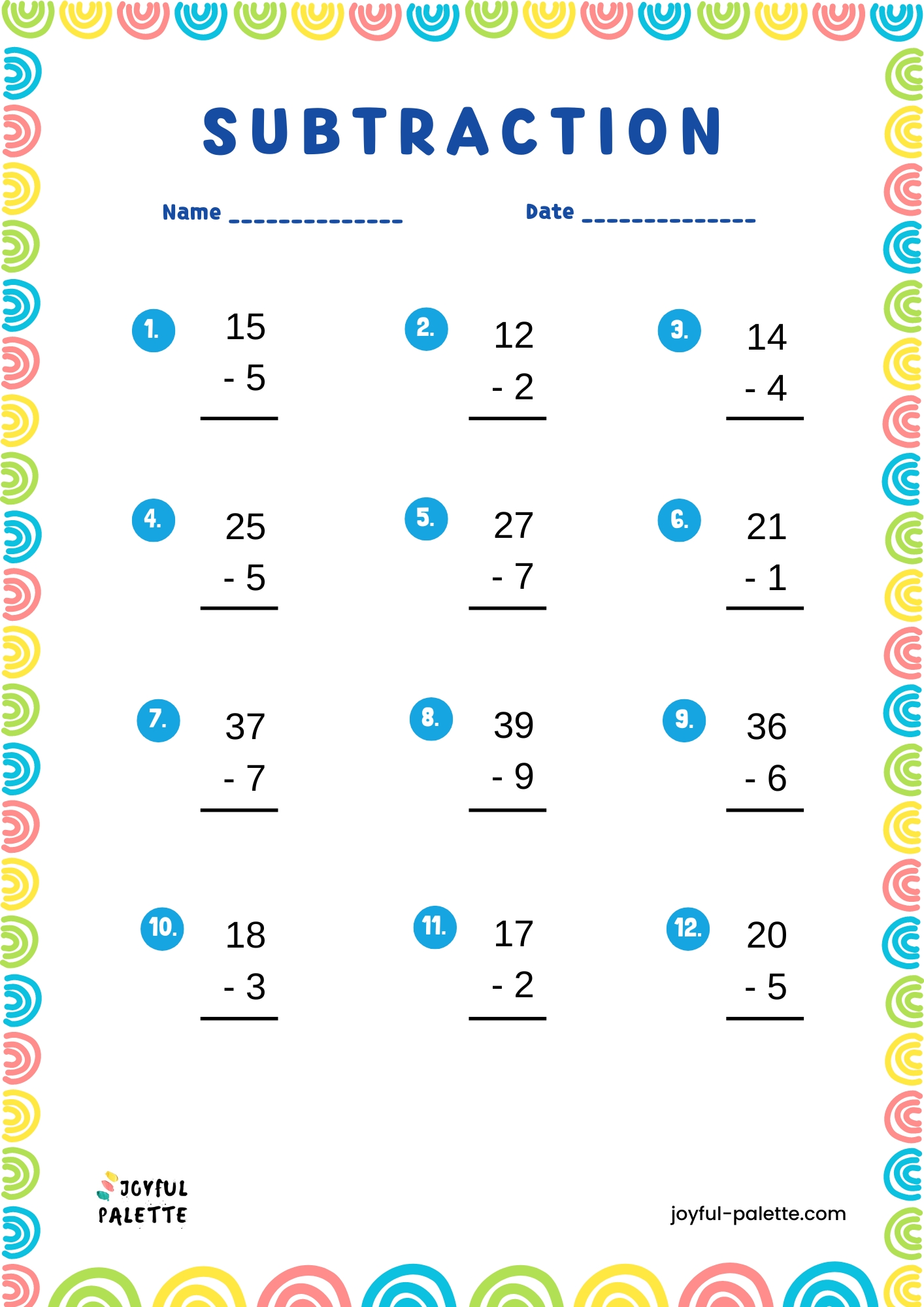 Subtraction Worksheets