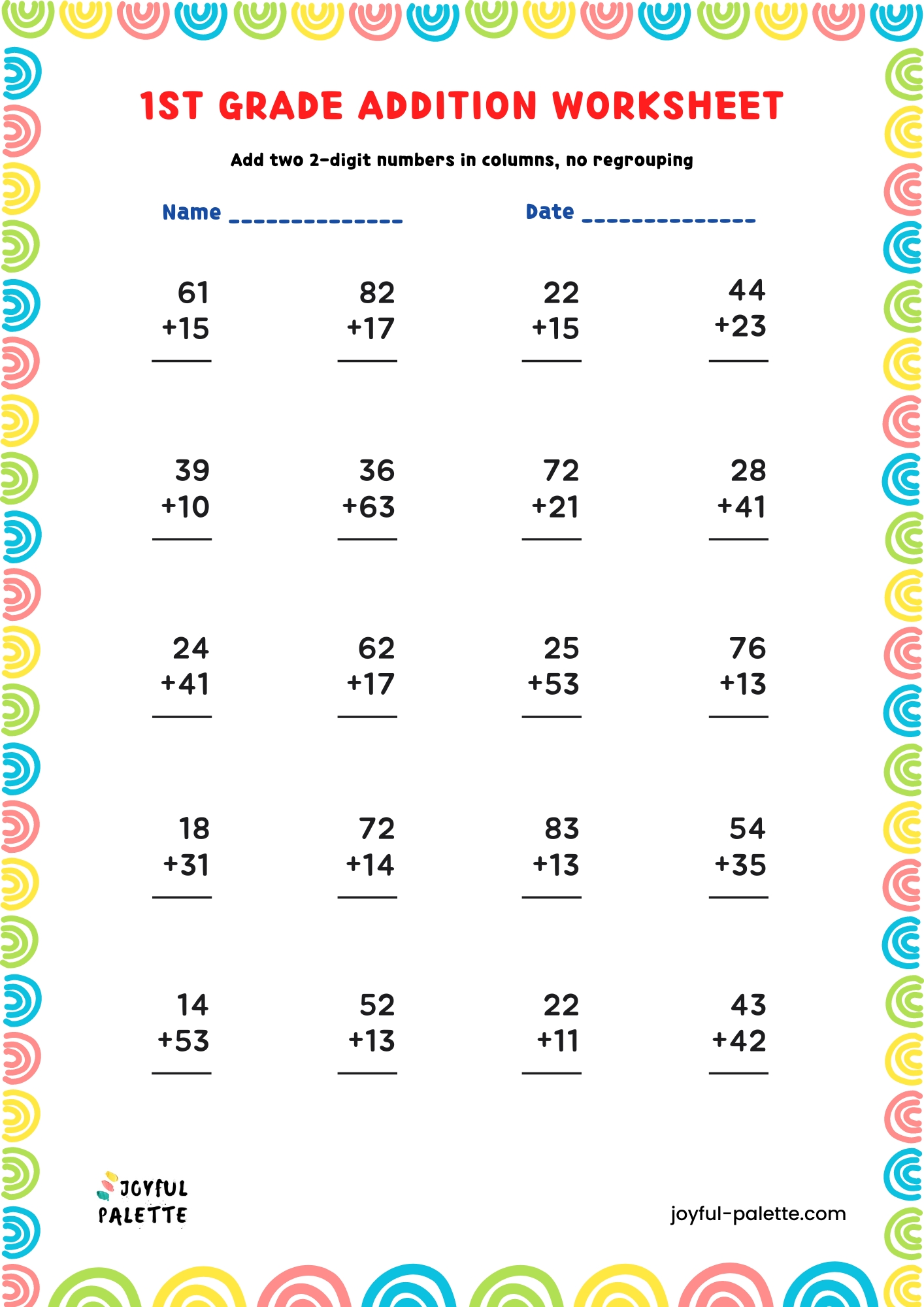 1st Grade addition Worksheet