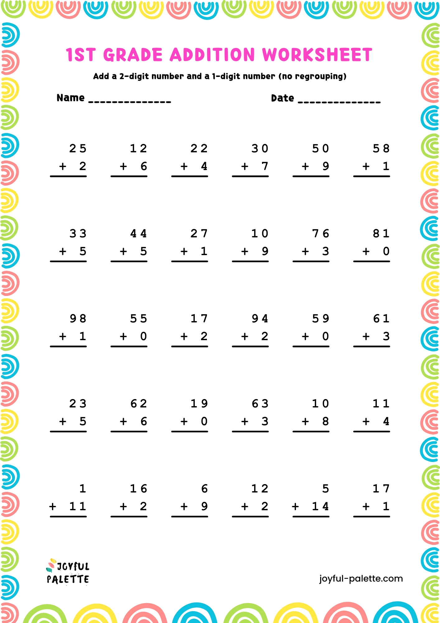 1st Grade addition Worksheet