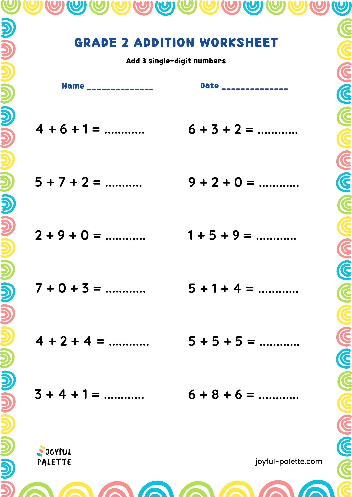 Second Grade Addition Worksheets