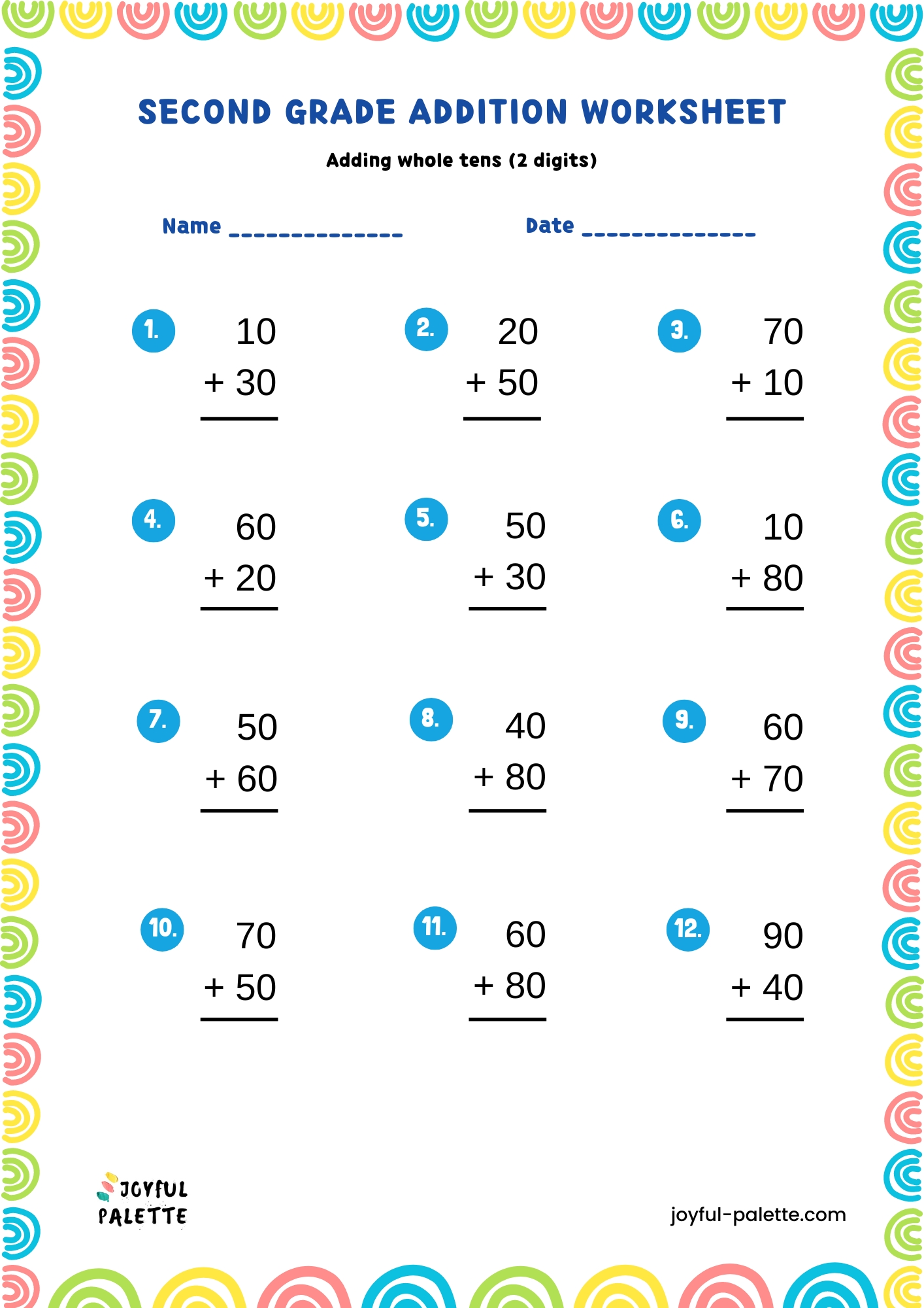 Second Grade Addition Worksheets