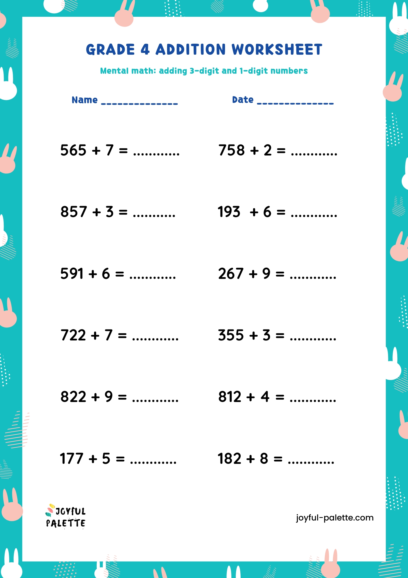 4th Grade Addition and Subtraction Worksheets