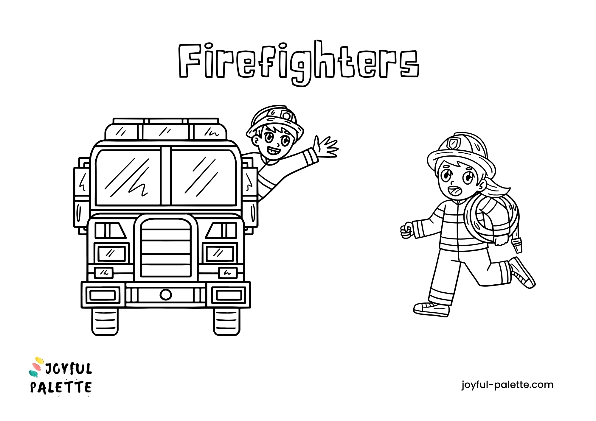 firefighter and fire truck coloring pages