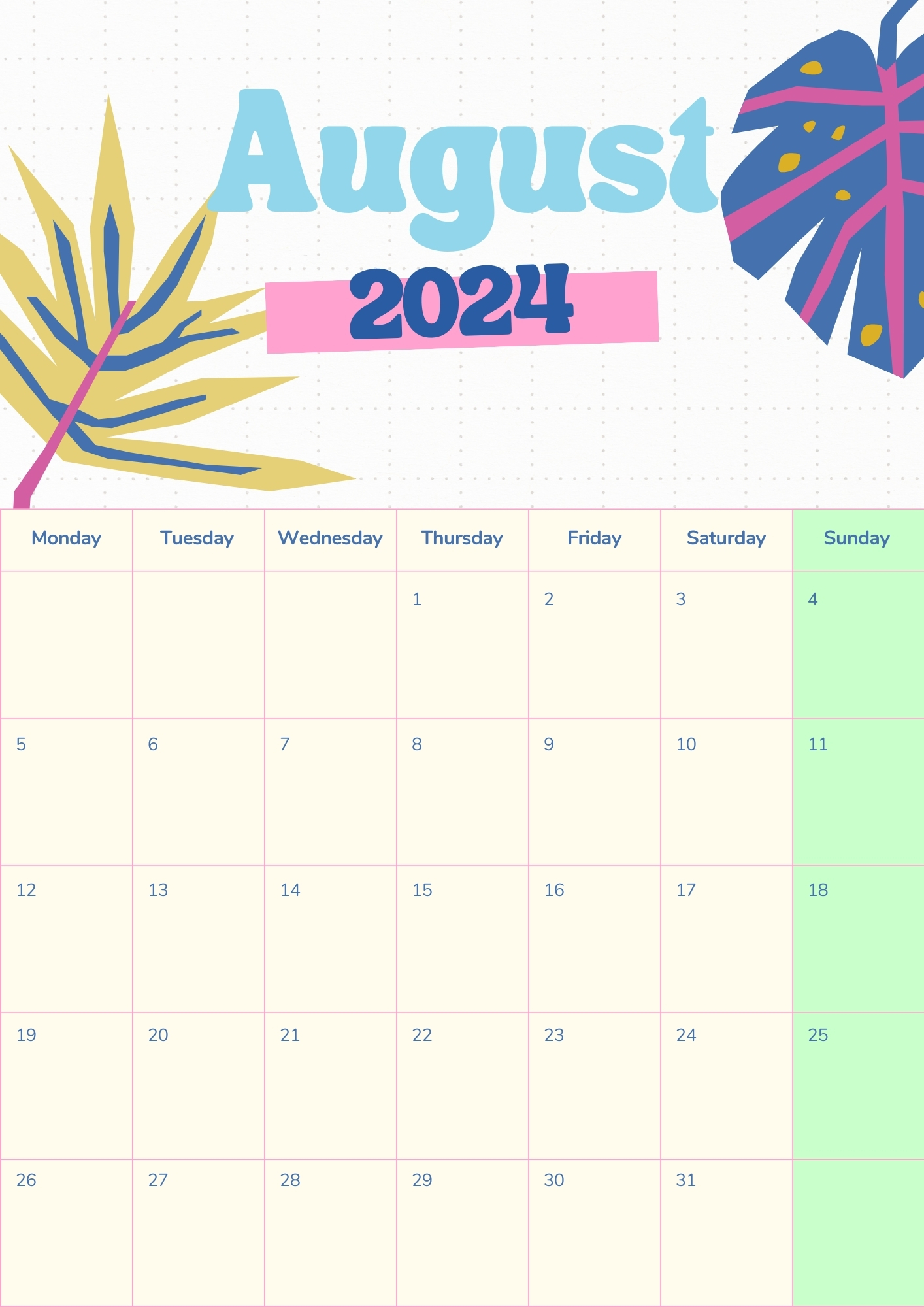 August 2024 Calendars