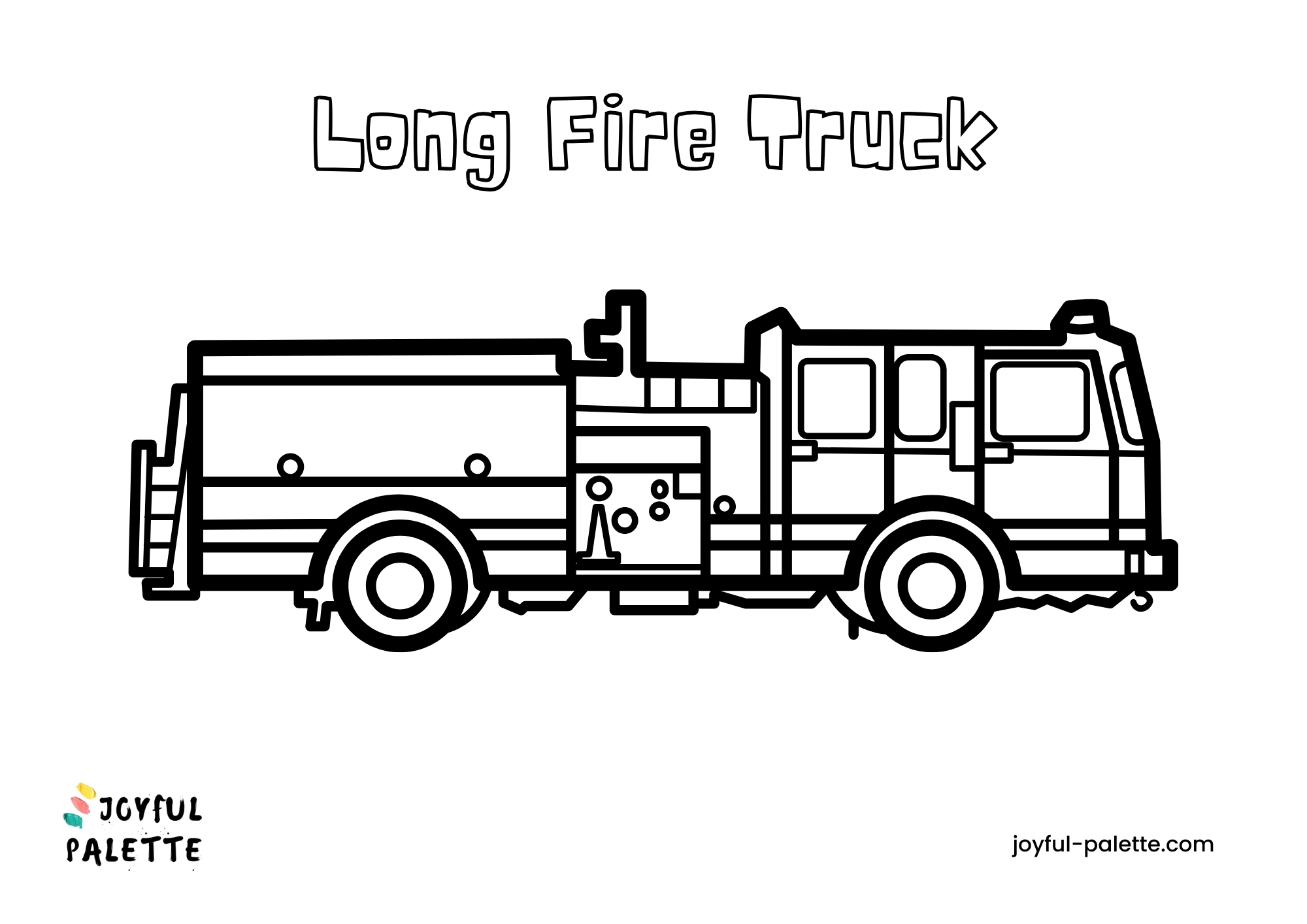 long fire truck coloring page