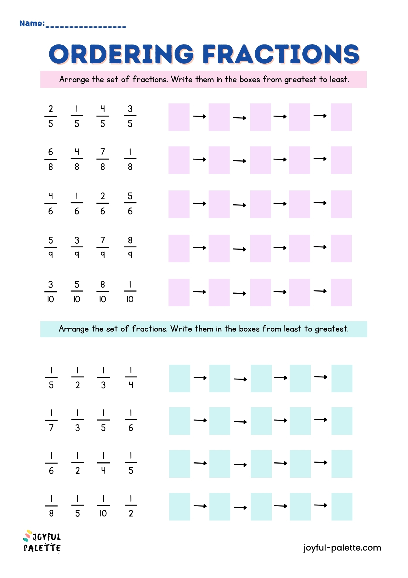 ordering fractions