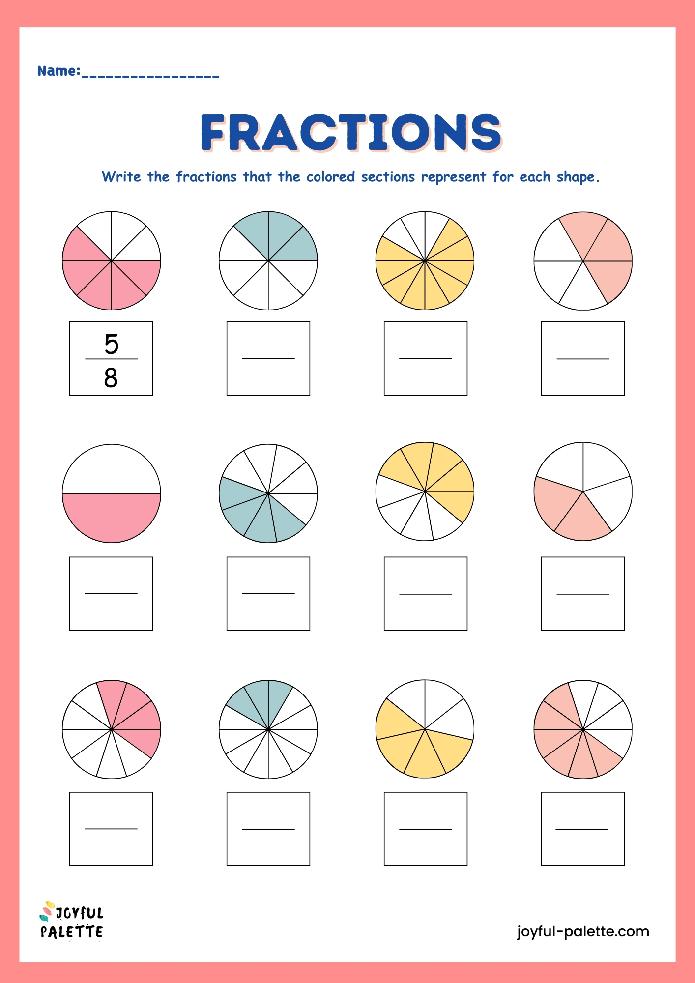 Printable Fractions Worksheets