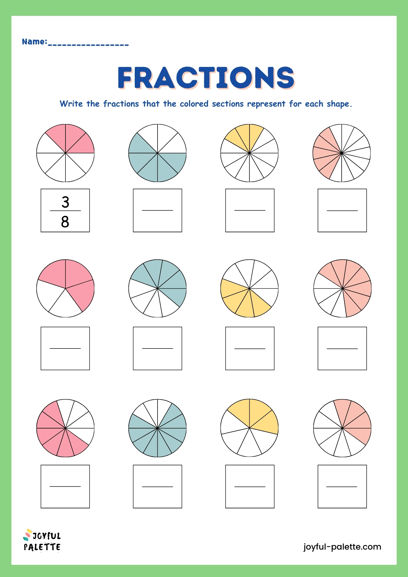 Printable Fractions Worksheets