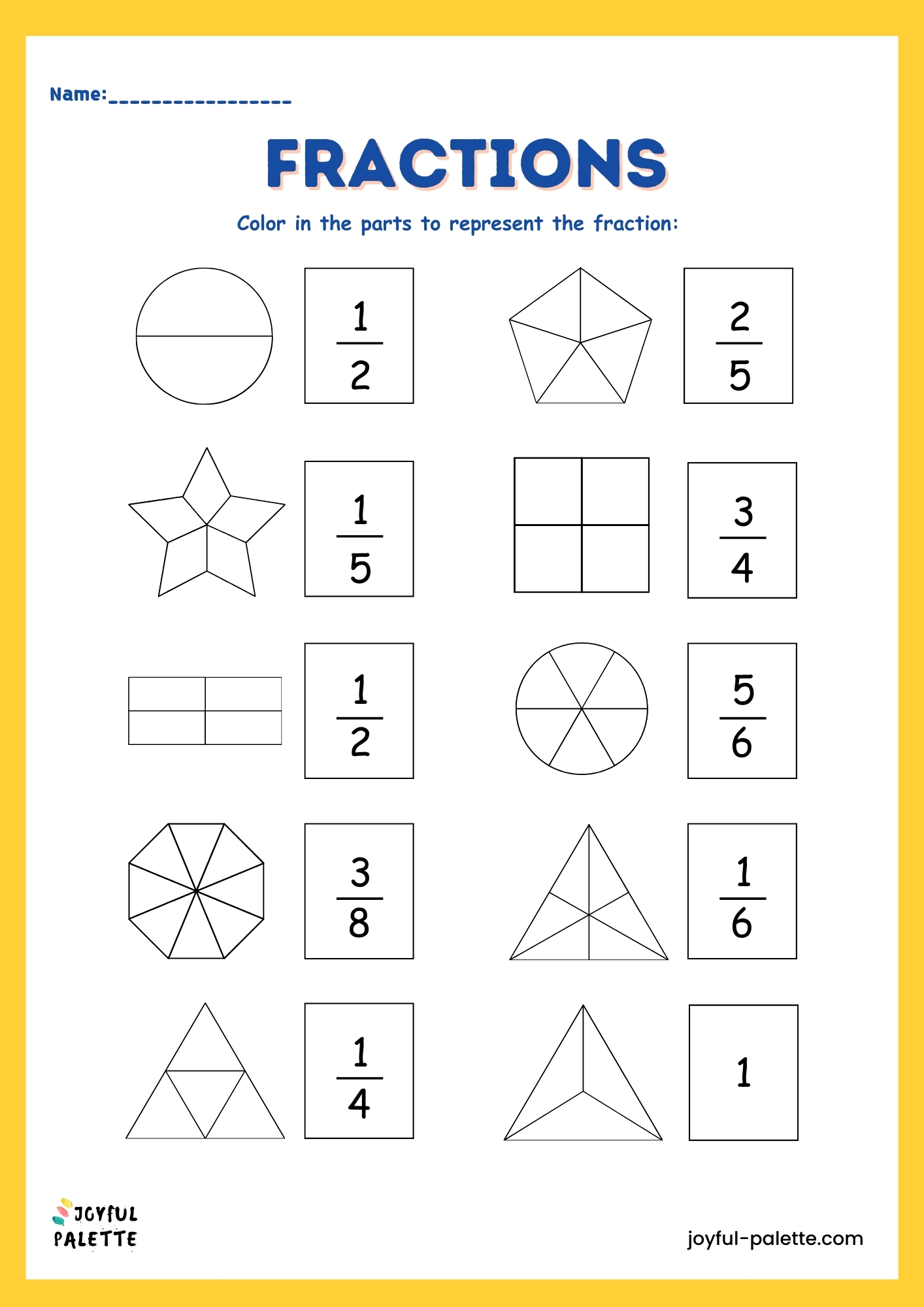 Printable Fractions Worksheets