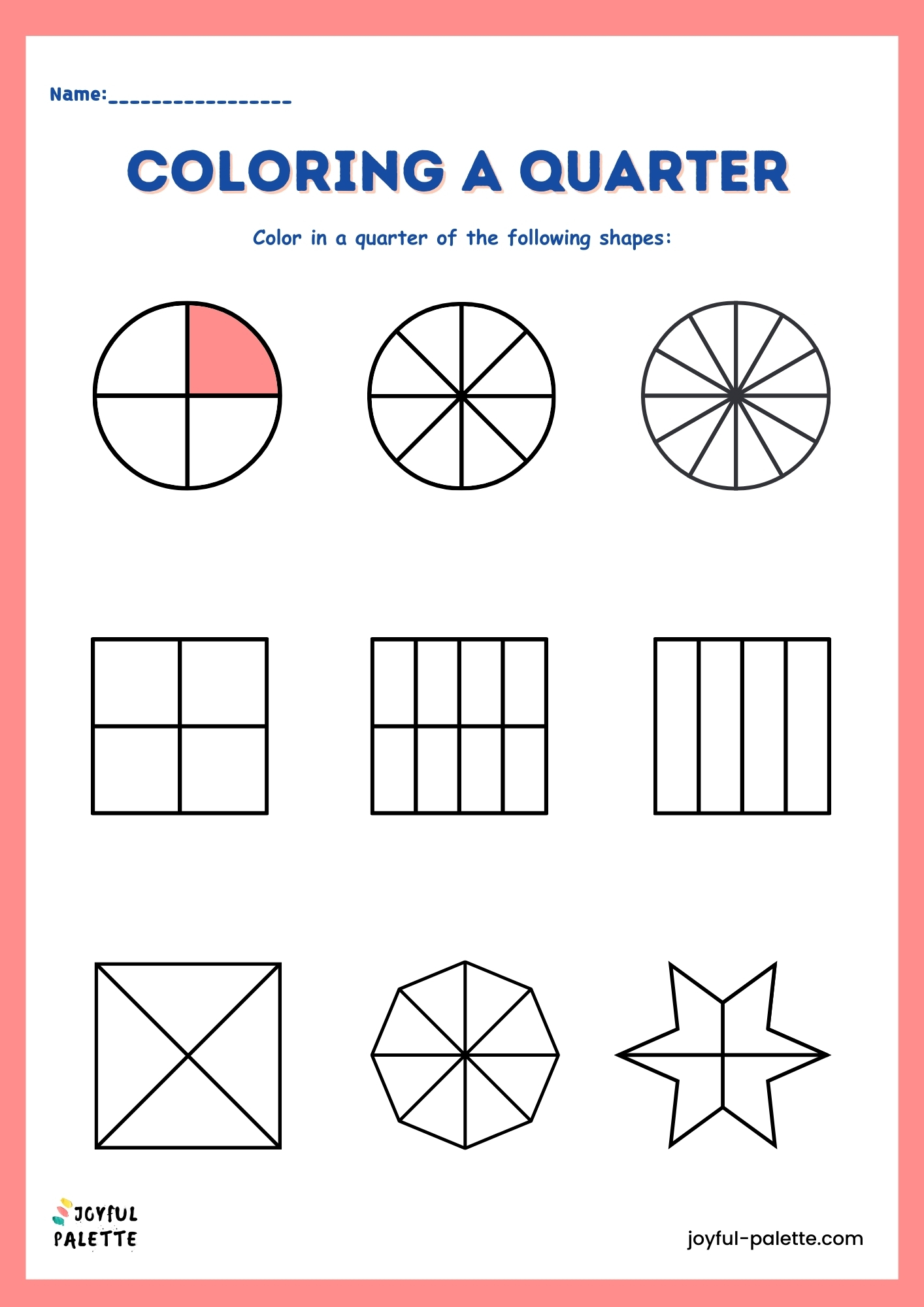 easy Fractions Worksheets