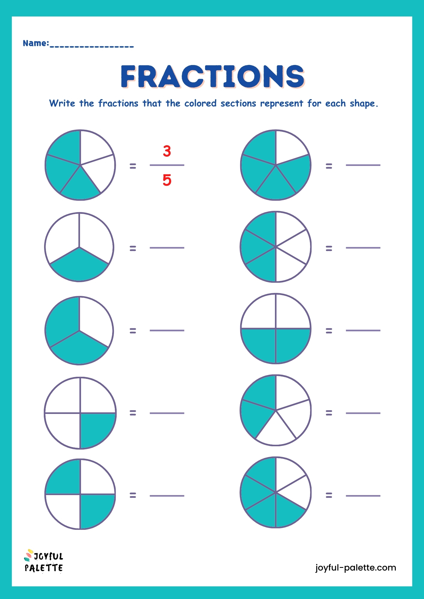 simple Fractions Worksheets