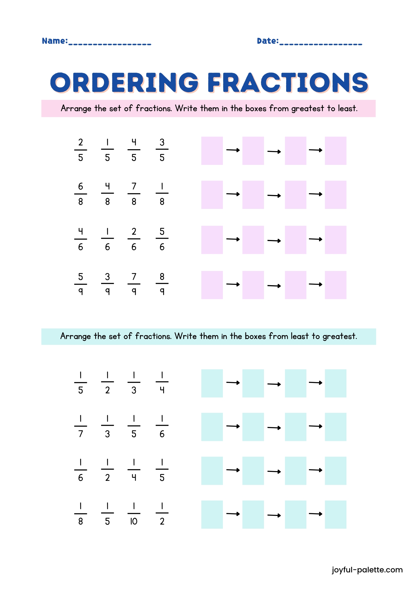 Ordering Fractions