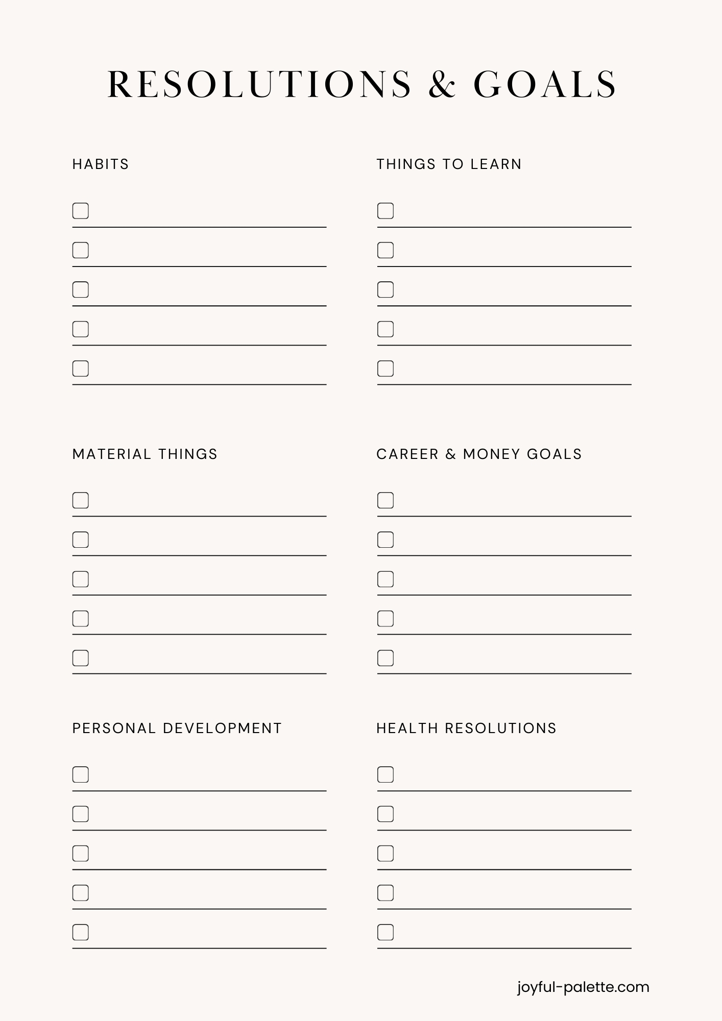 new year resolutions and goals planner