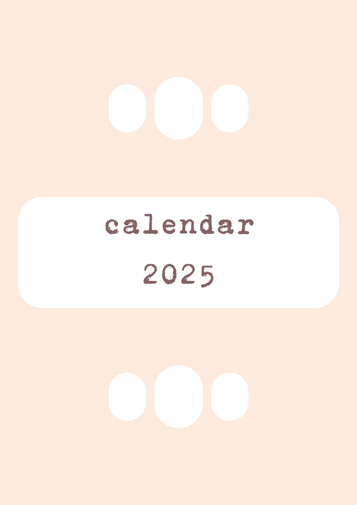 Beige Retro Minimalistic Calendar 2025 Monthly Planner