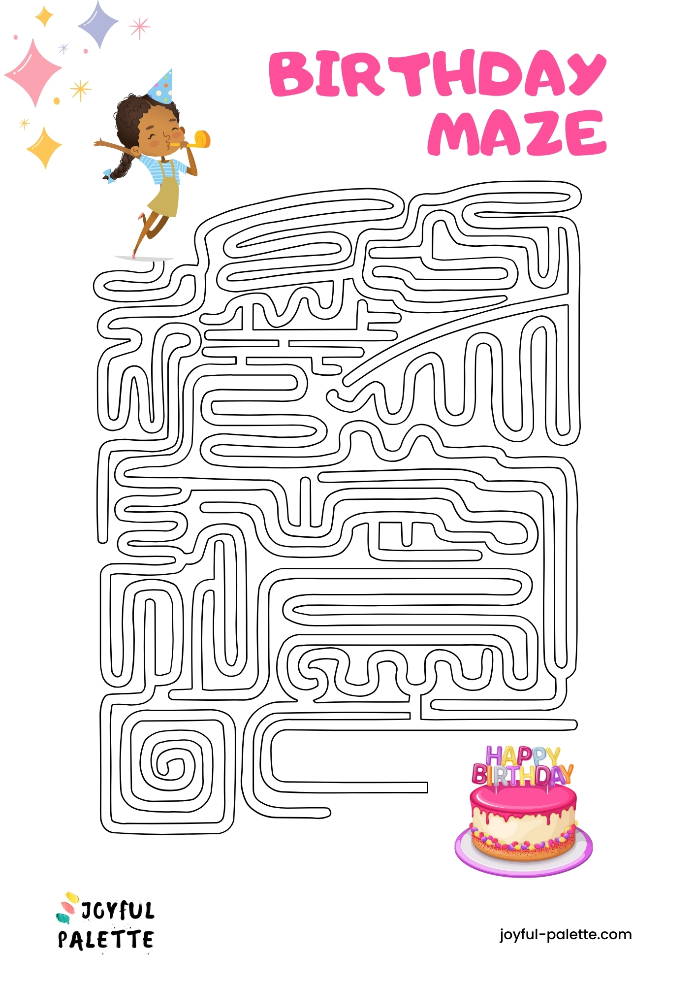 printable birthday maze for girls