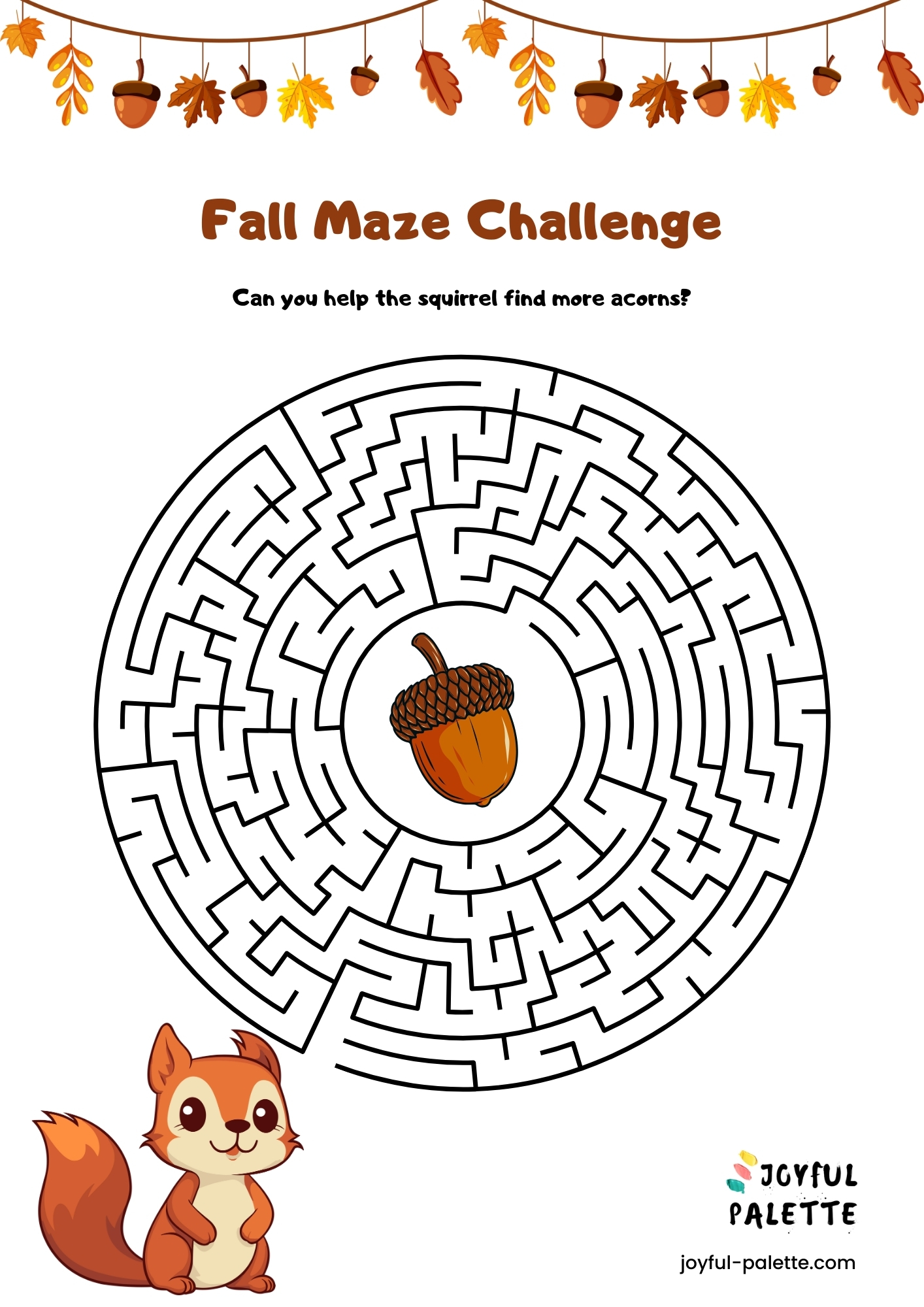 cute fall maze printable